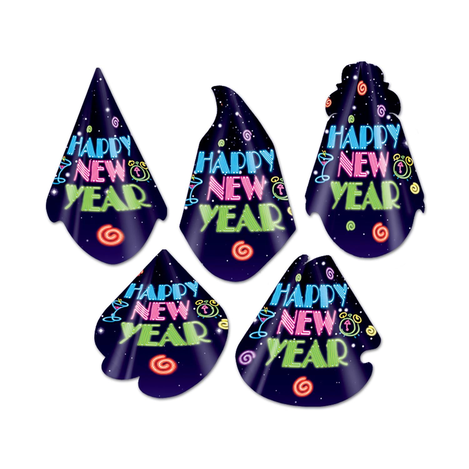 Beistle Neon Midnight Hat New Year's Eve Party Kit