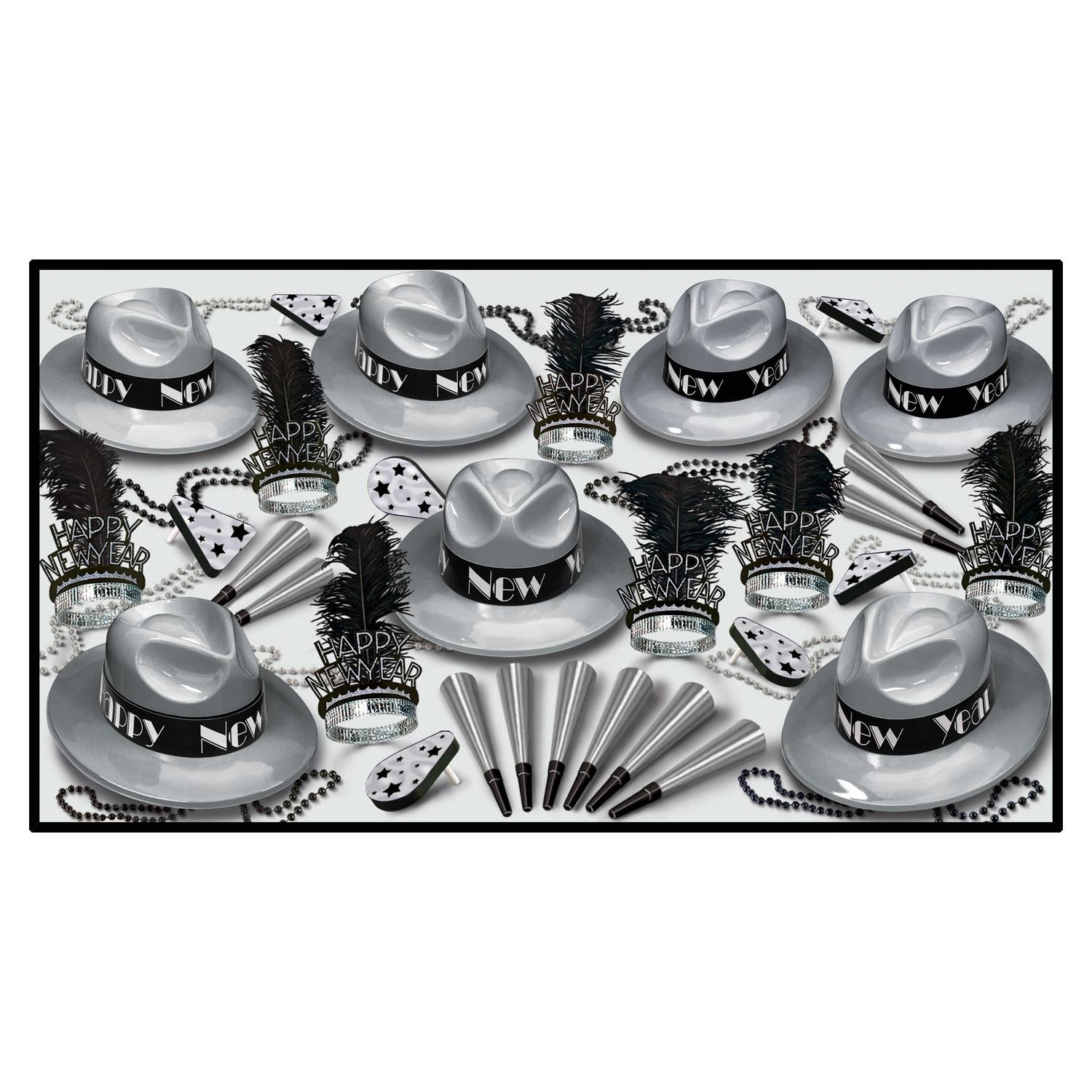 Beistle Silver Swing New Year's Eve Party Kit for 50 People