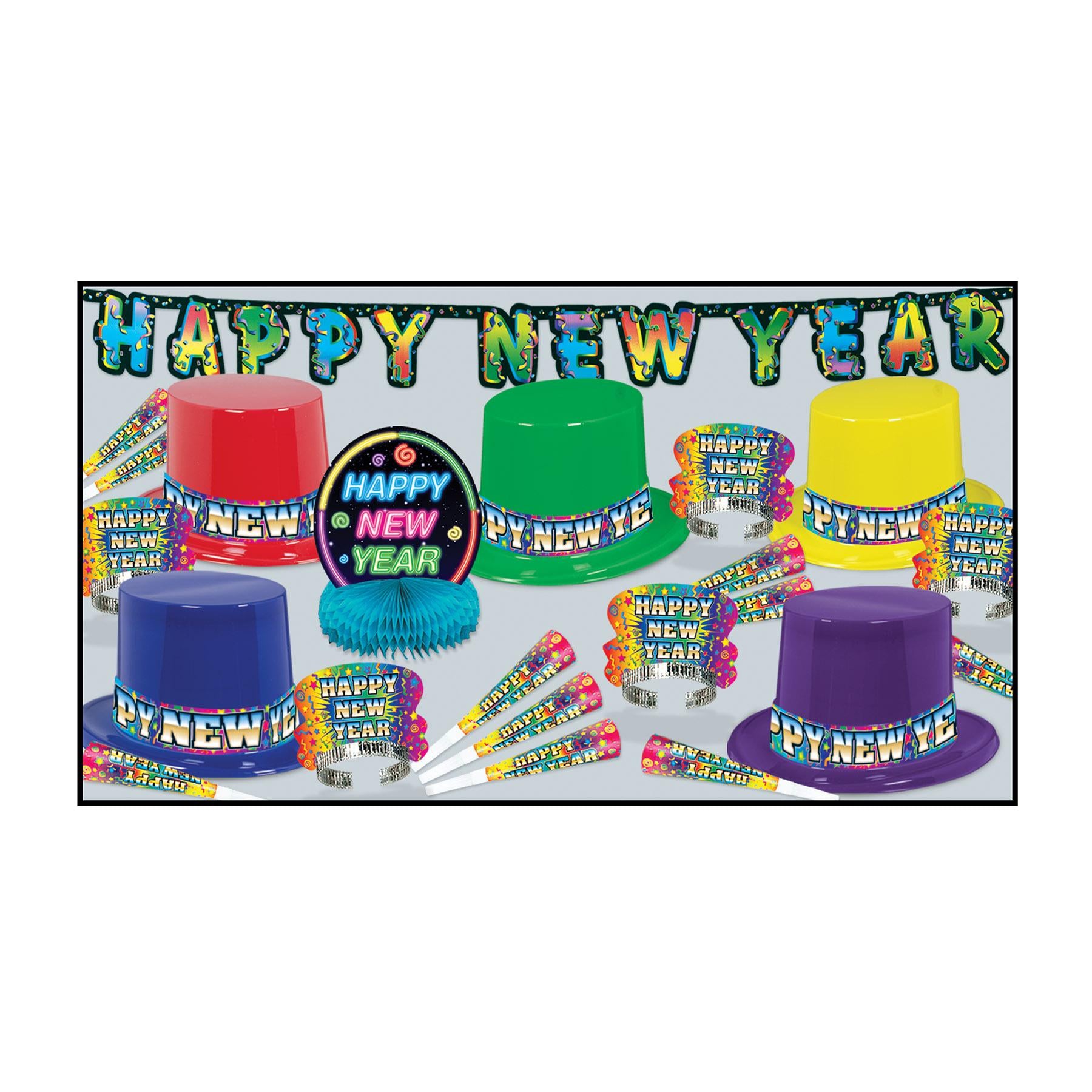 Beistle New Year's Eve Rainbow Blast Party Kit for 10