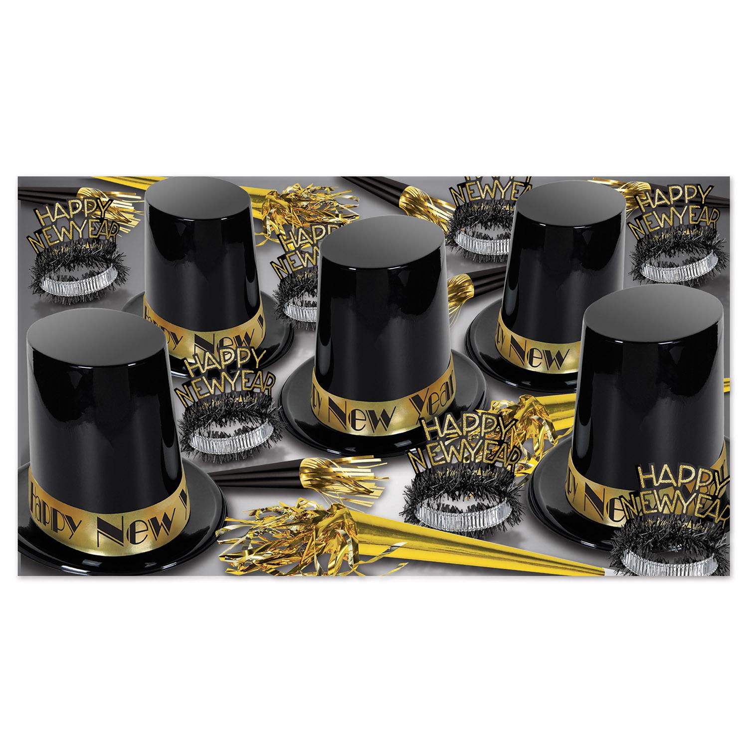 The Big Top Hat Gold New Year's Eve Party Kit for 50 People