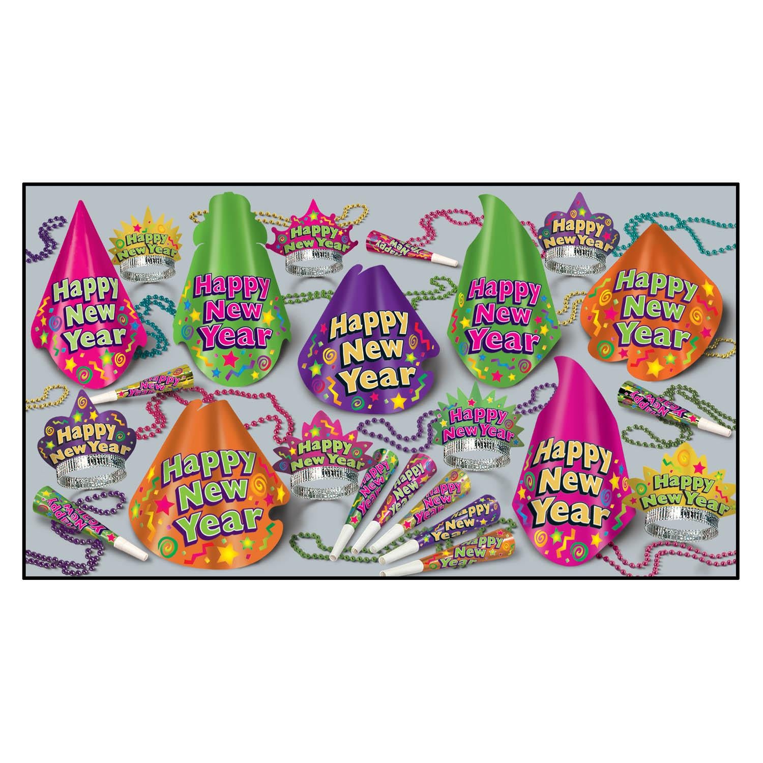 Beistle Color-Brite New Year's Eve Party Kit for 50 People