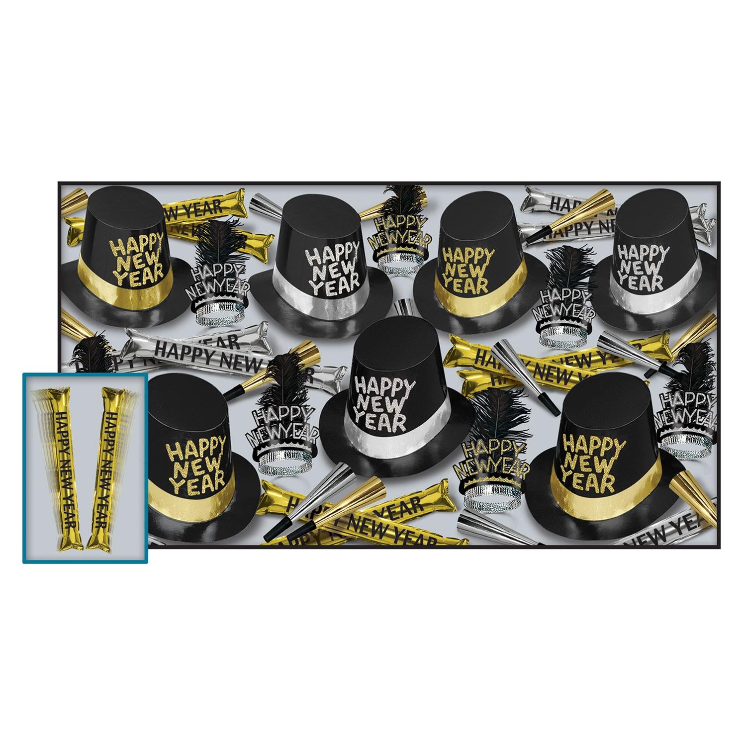 Midnite Thunder New Year's Eve Party Kit for 50 People