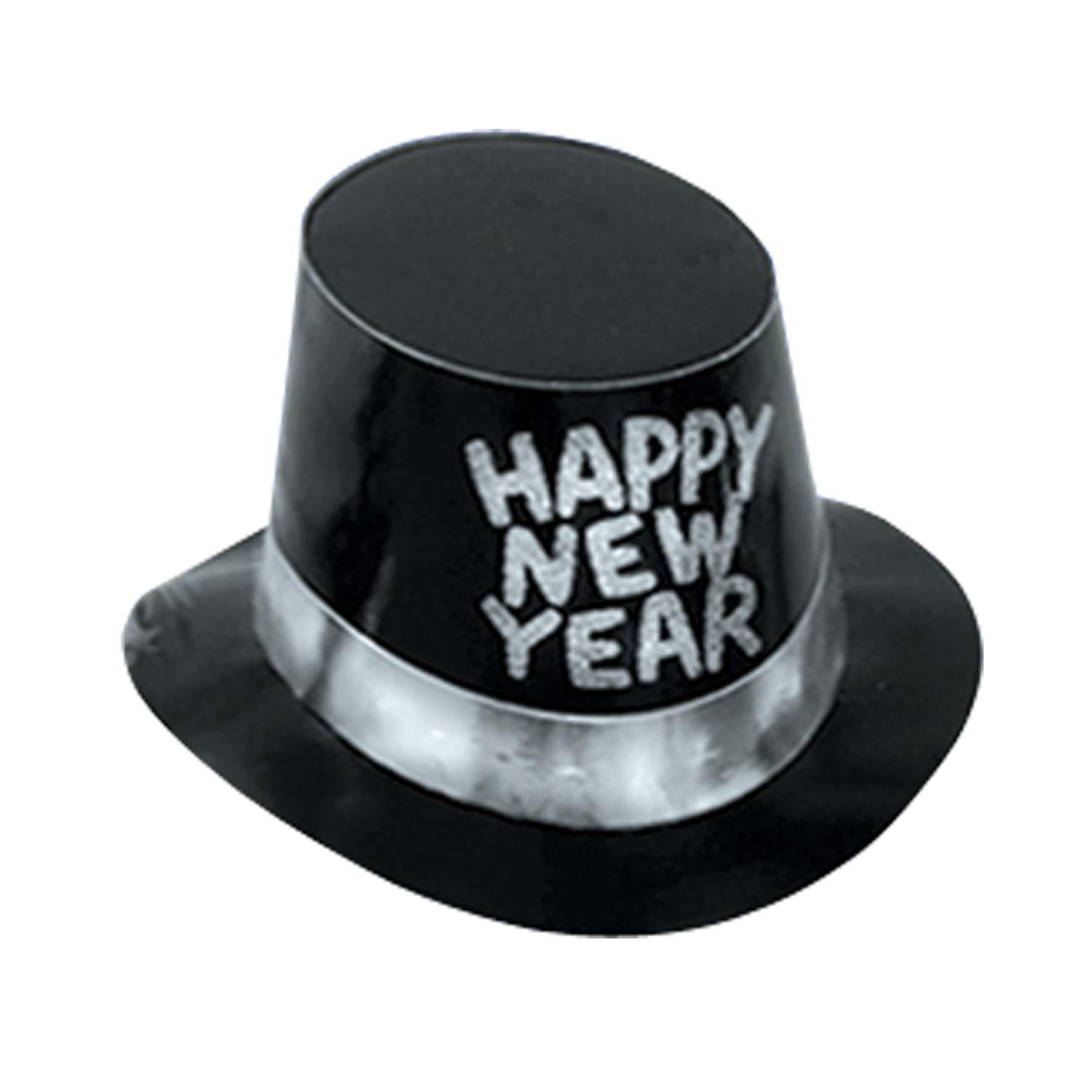 Black Hi-Hat with Glittered Happy New Year (25 per Case)