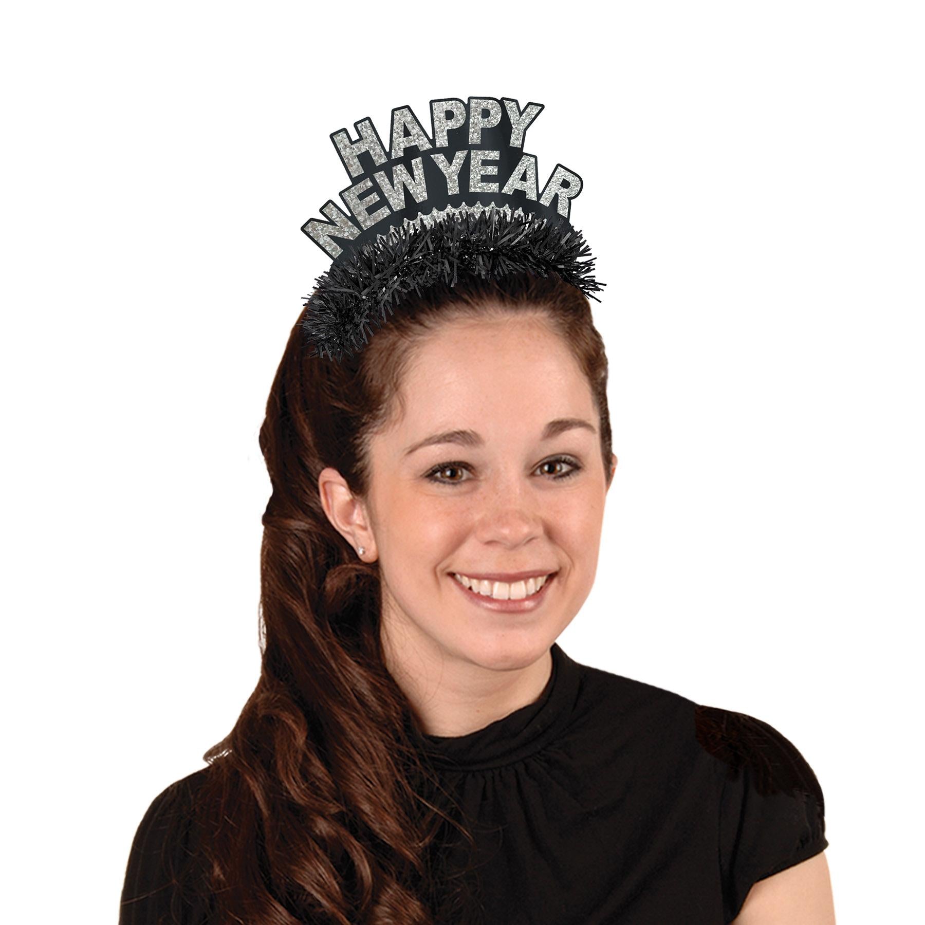 Pkgd Black & Silver Happy New Year Regal Tiaras (2/Pkg)