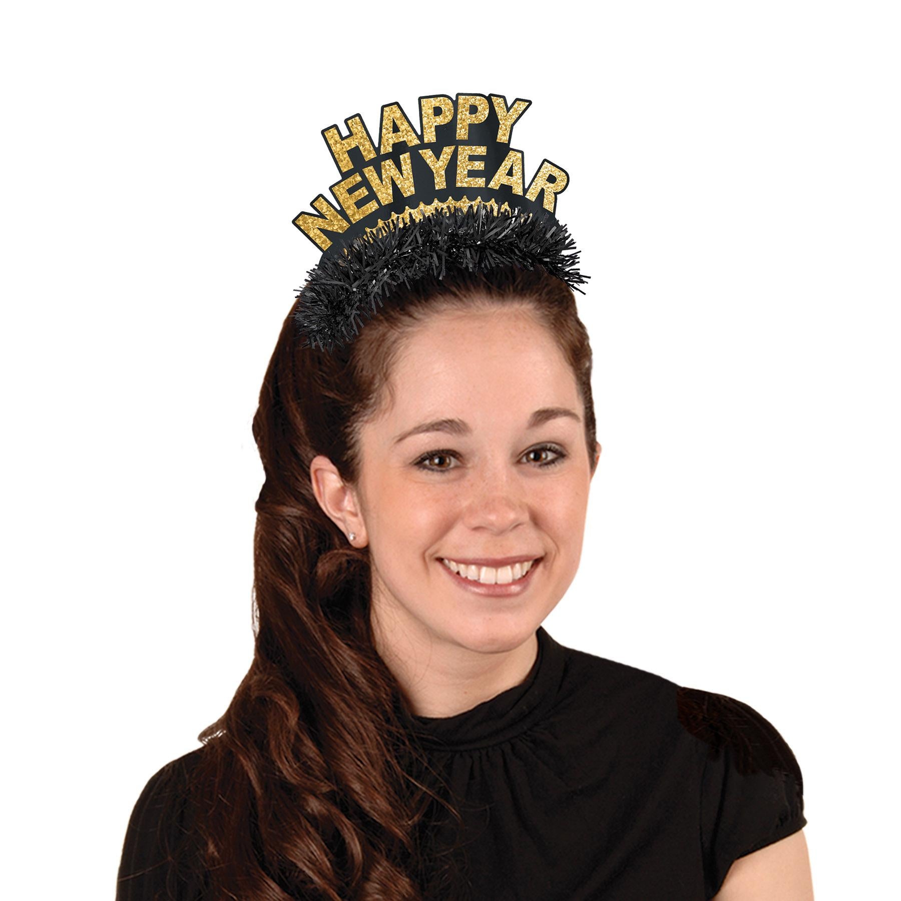 Pkgd Black & Gold Happy New Year Regal Tiaras (2/Pkg)