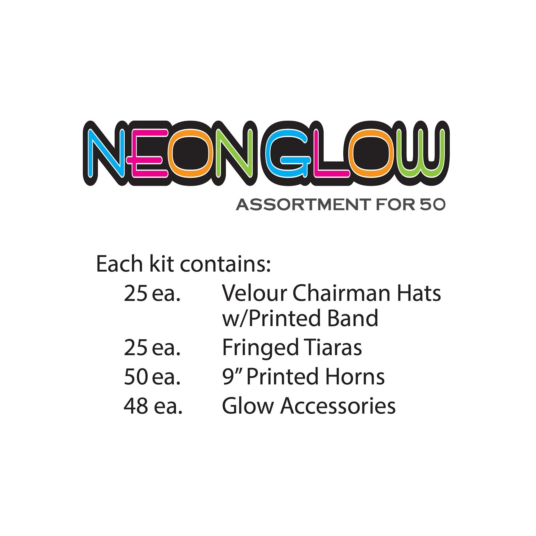 Neon Glow Chairman New Year's Eve Party Kit for 50 People