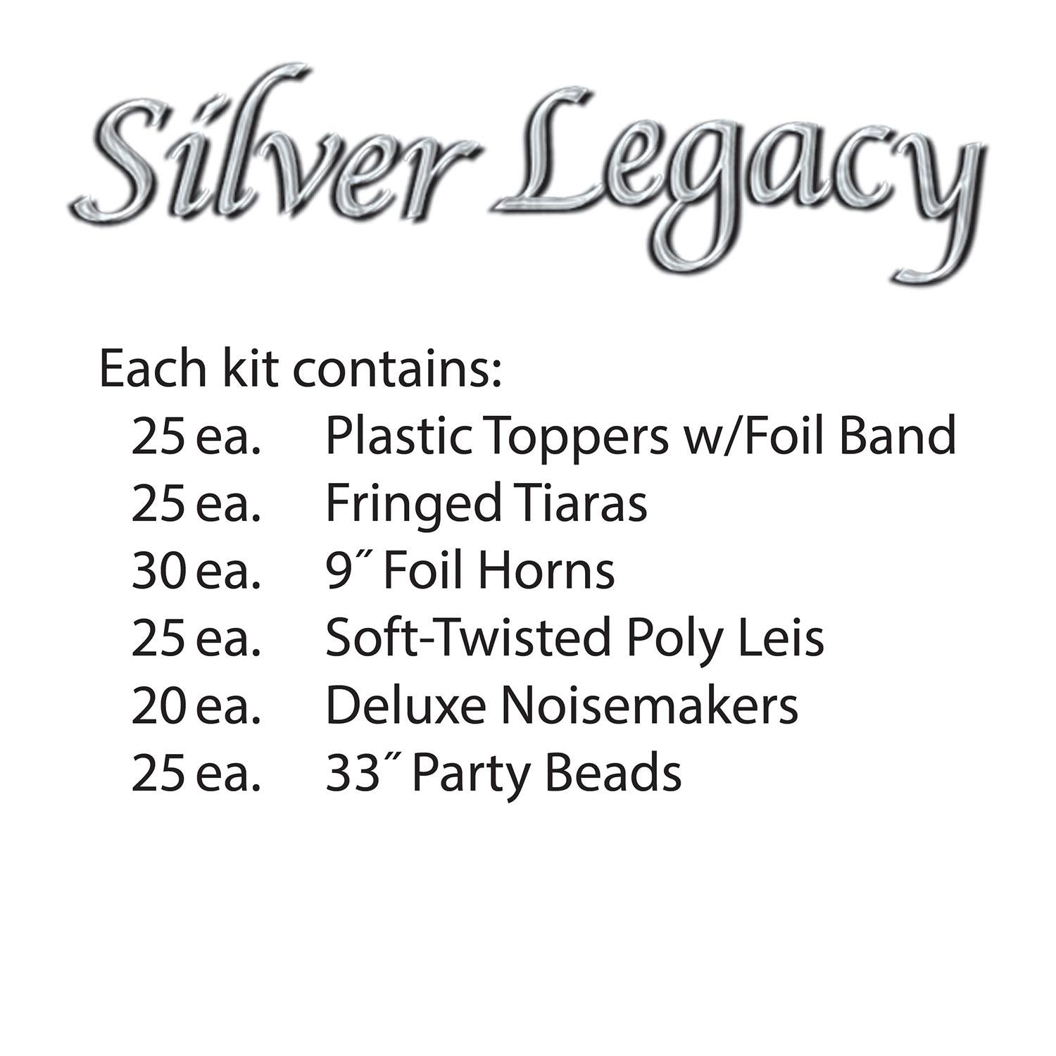 Beistle Silver Legacy New Year's Eve Party Kit for 50 People