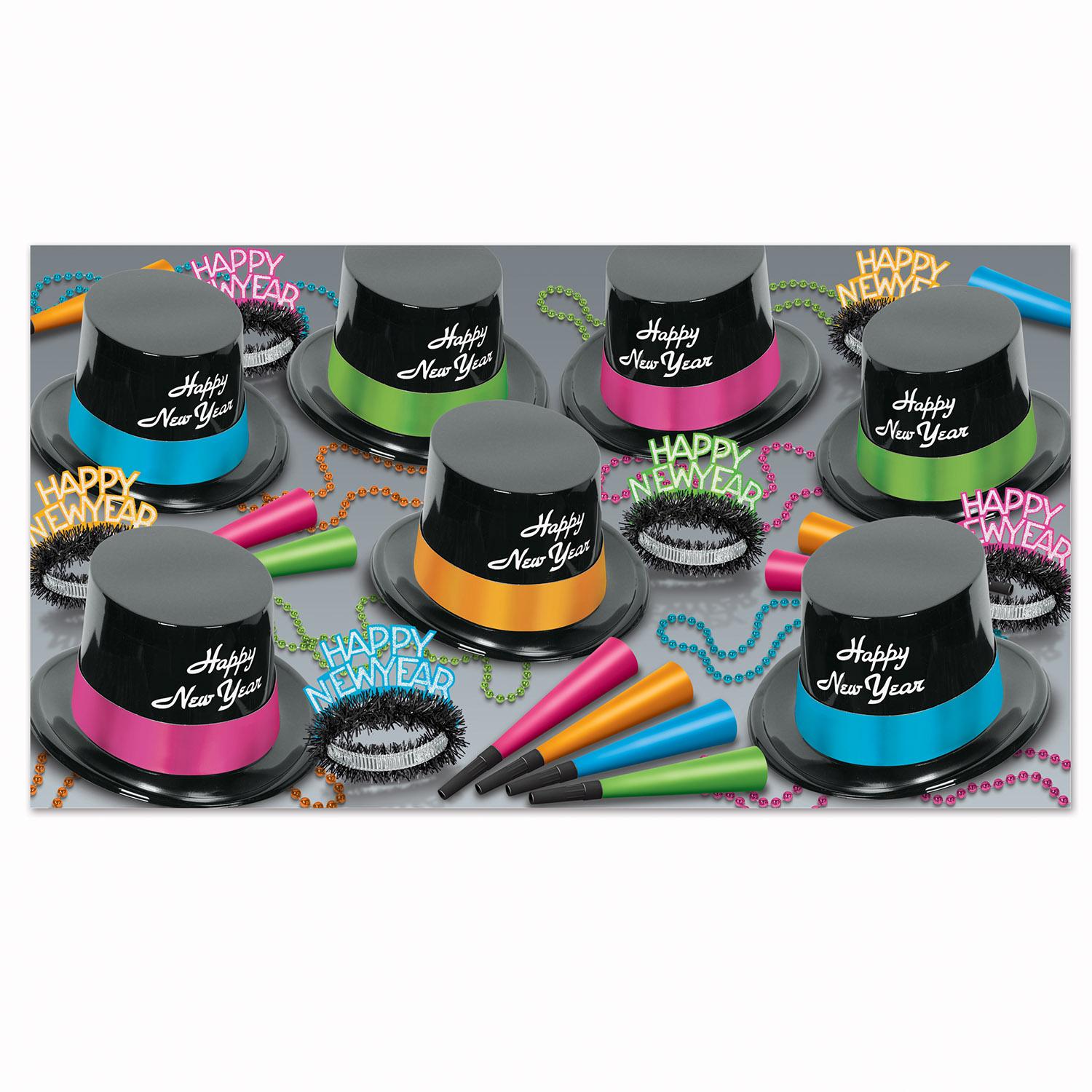 Beistle Neon Legacy New Year's Eve Party Kit for 50 People