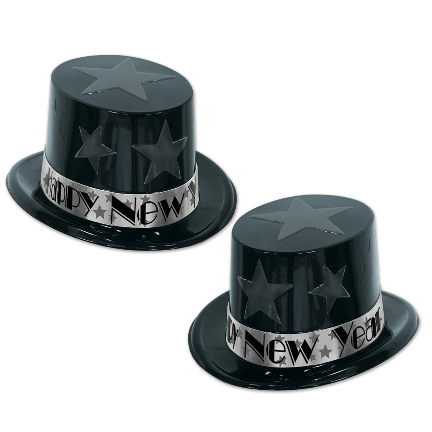 Beistle New Year Star Topper Hat- Black and Silver