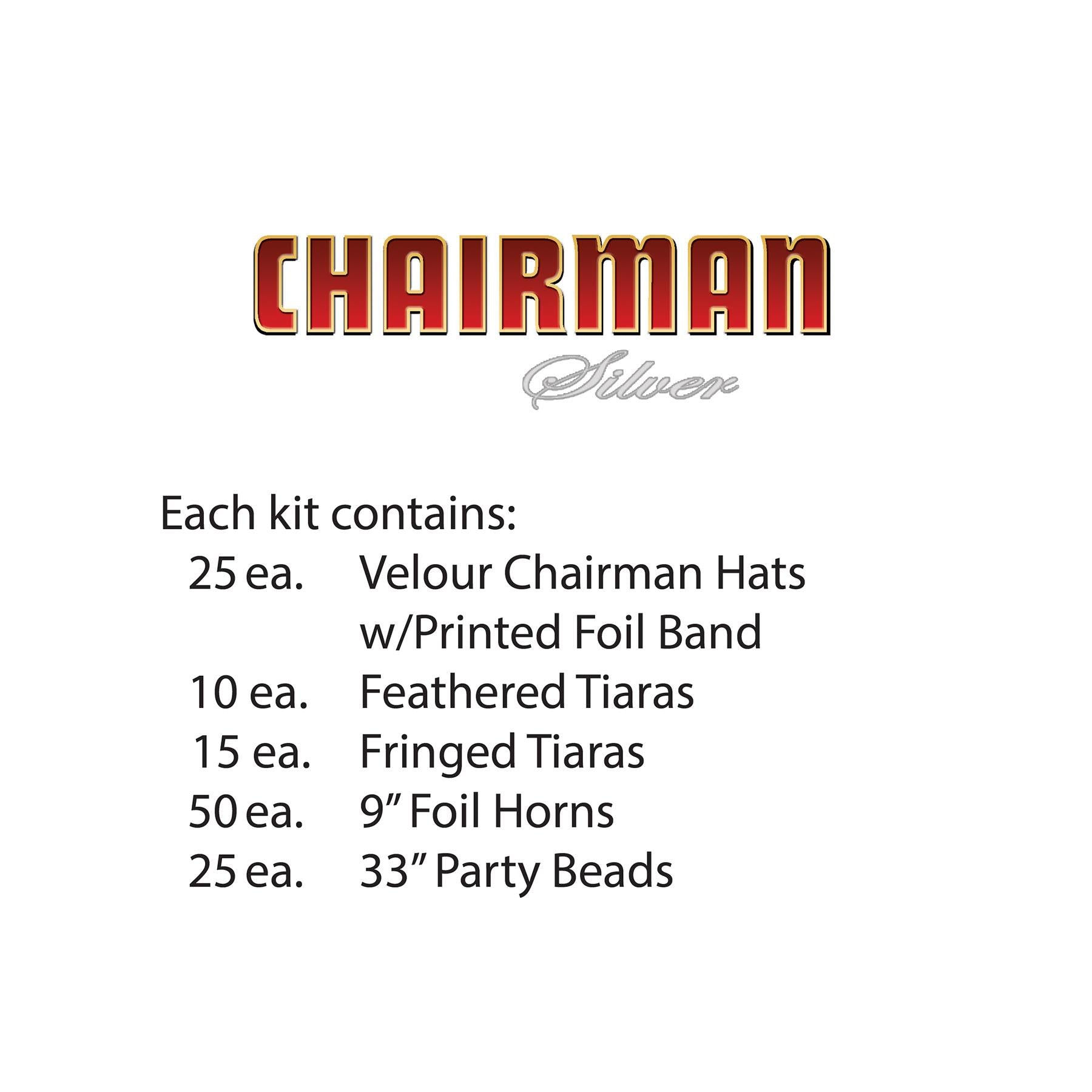 Chairman Silver New Year's Eve Party Kit for 50 People