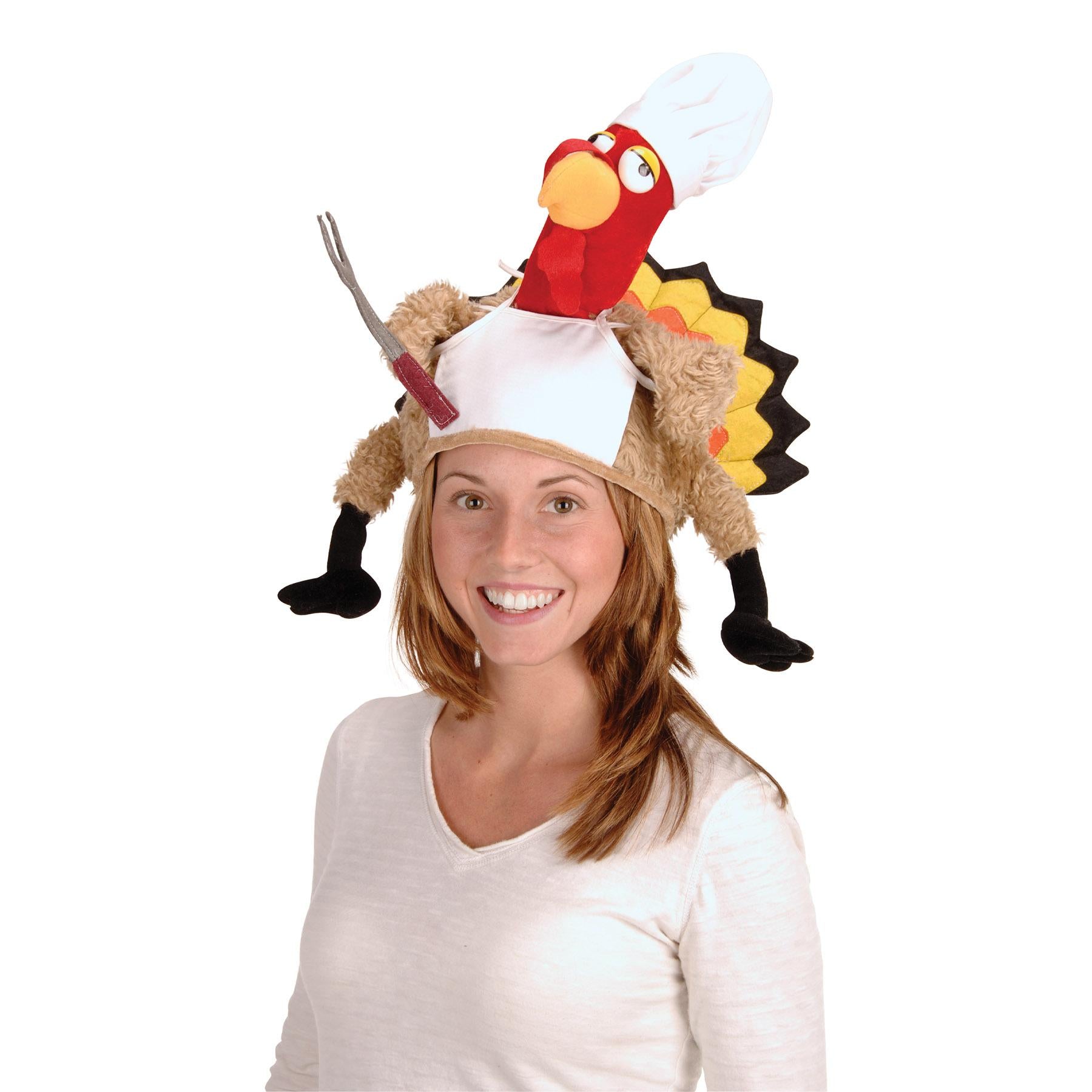 Beistle Thanksgiving Plush Chef Turkey Hat