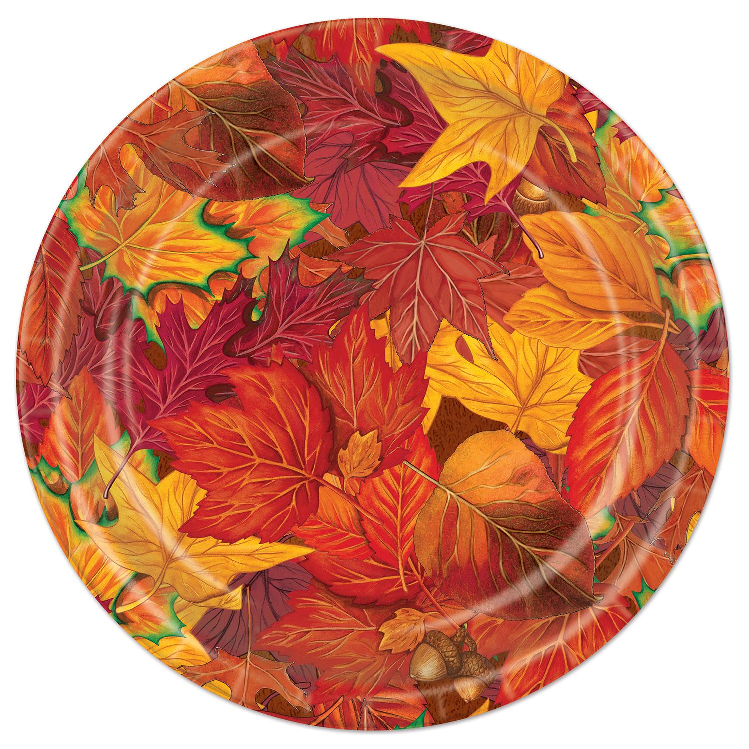 Beistle Thanksgiving Fall Leaf Paper Plates 9 inch, 8/Pkg