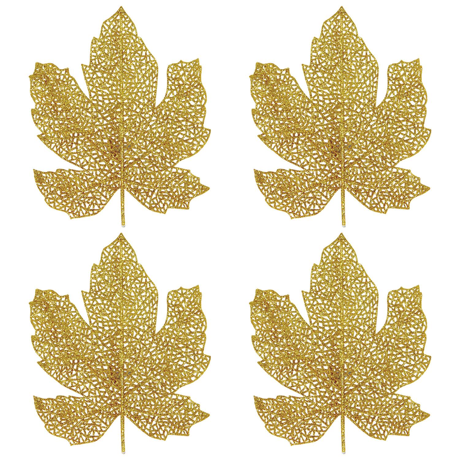 Beistle Thanksgiving Glittered Fall Leaves (4/Pkg)