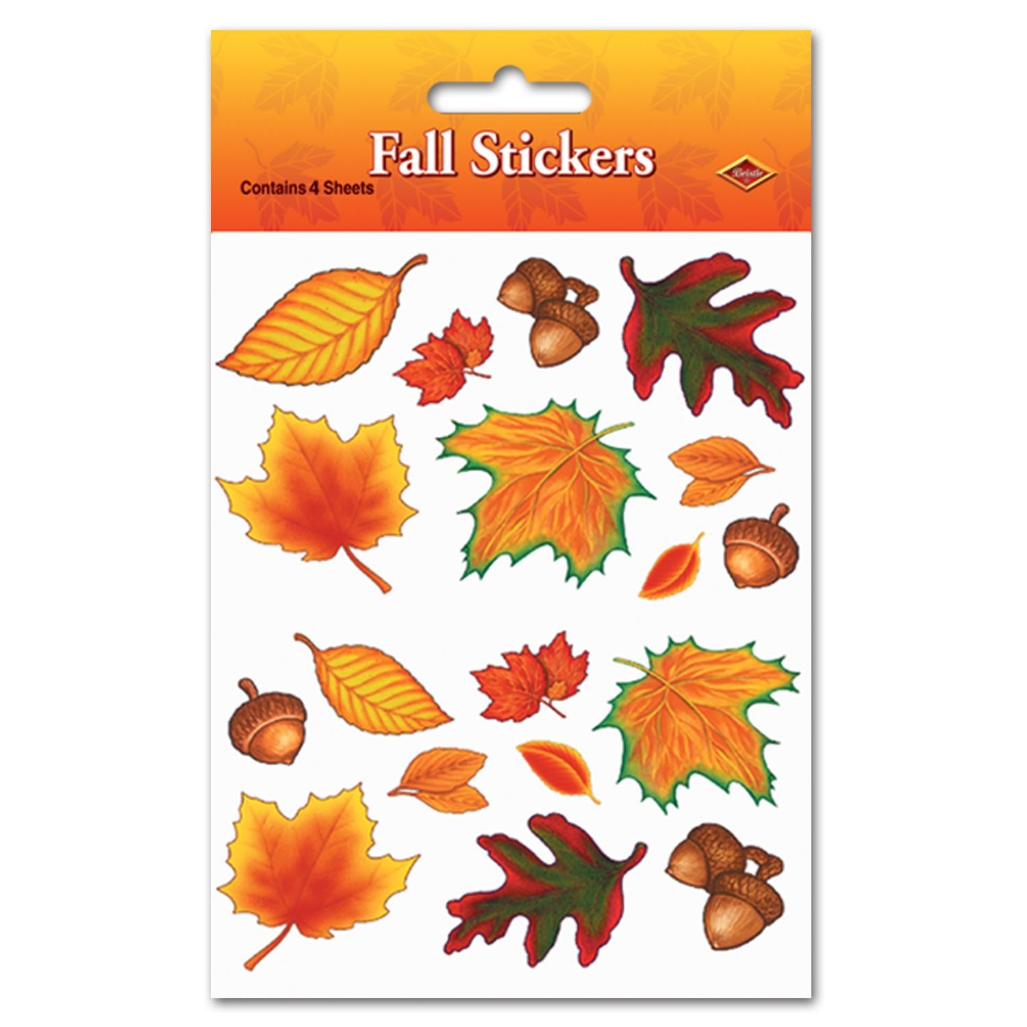 Beistle Thanksgiving Fall Leaf Stickers (4 Sheets/Pkg)