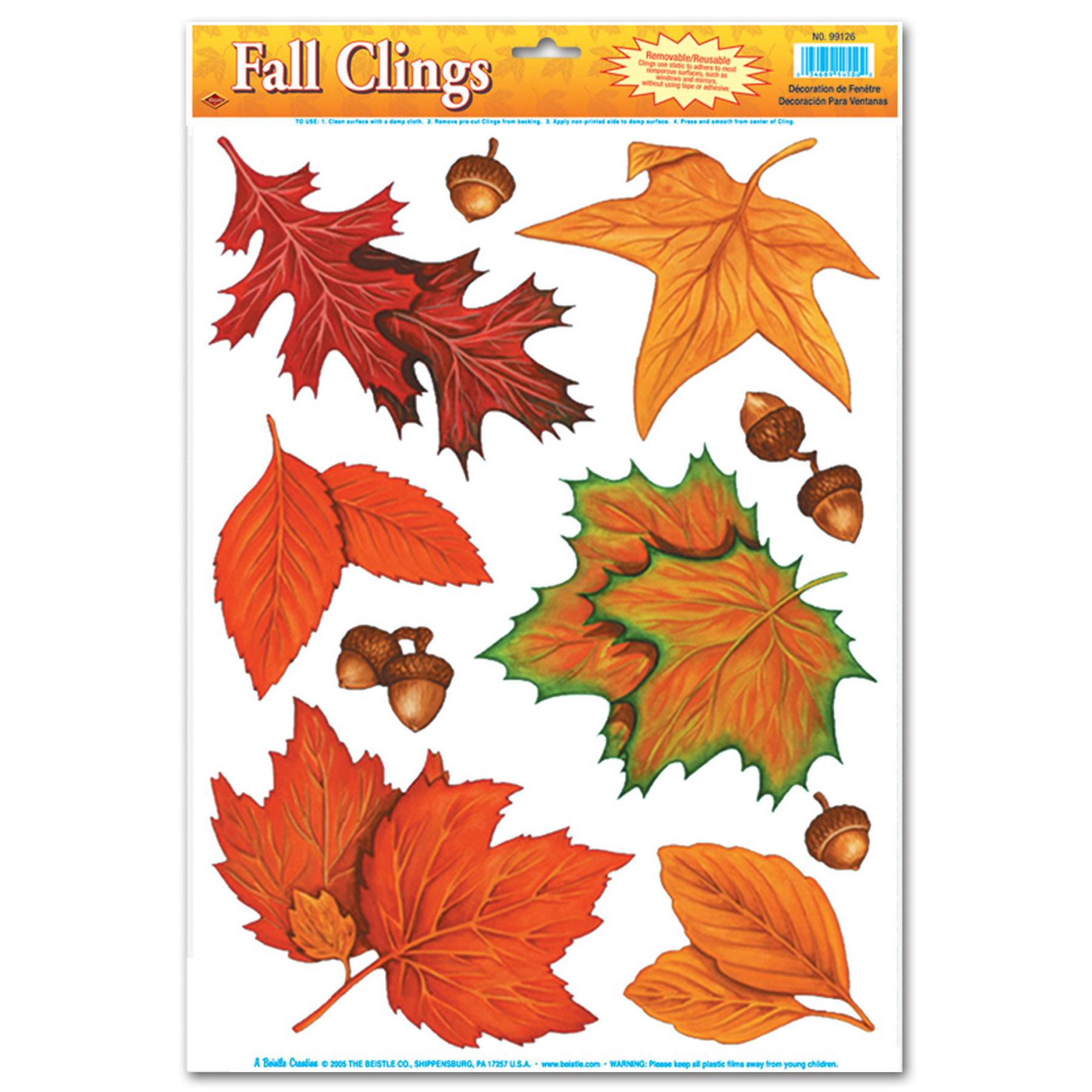 Beistle Thanksgiving Fall Leaf Clings (10/Sheet)