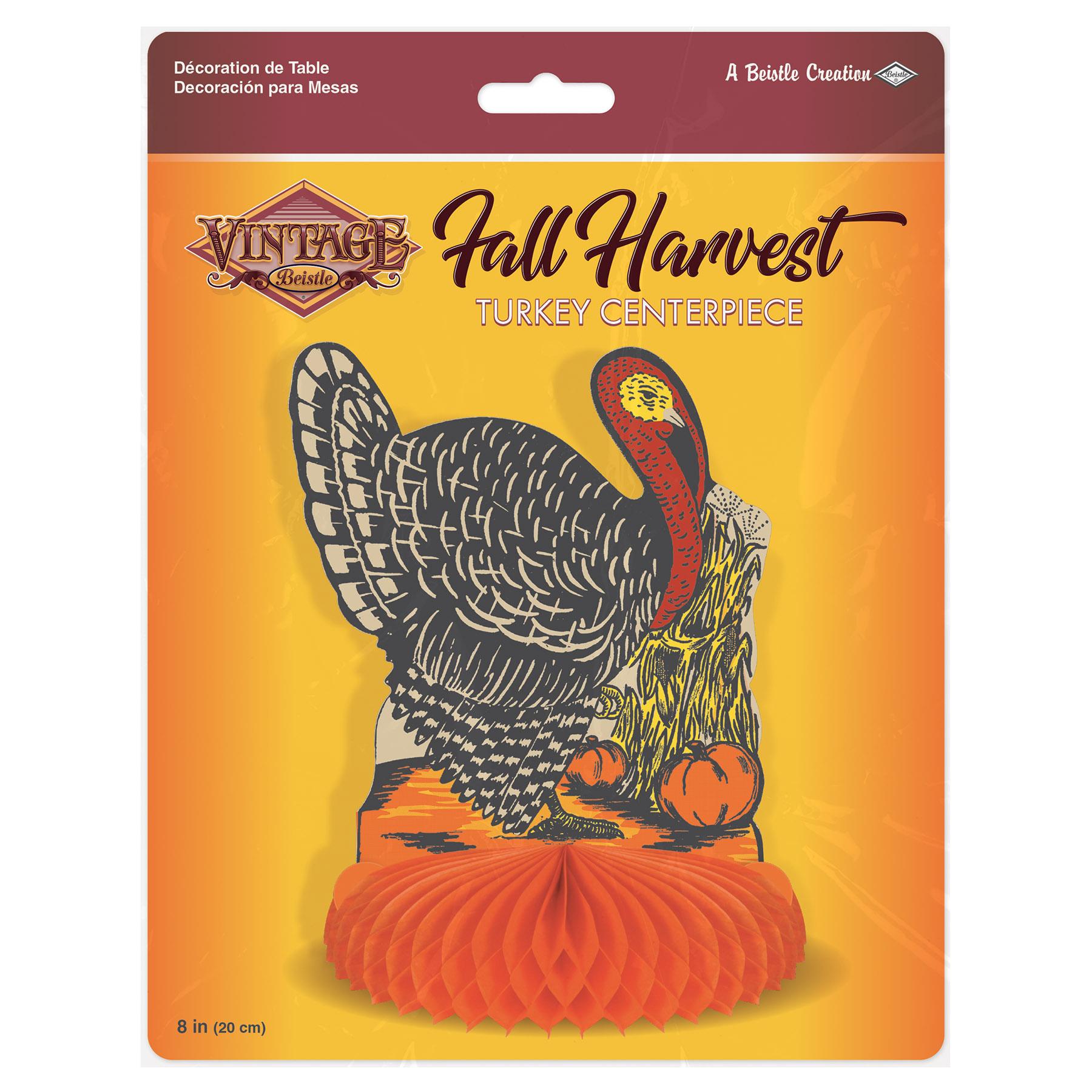 Beistle Thanksgiving Vintage Fall Harvest Turkey Centerpiece