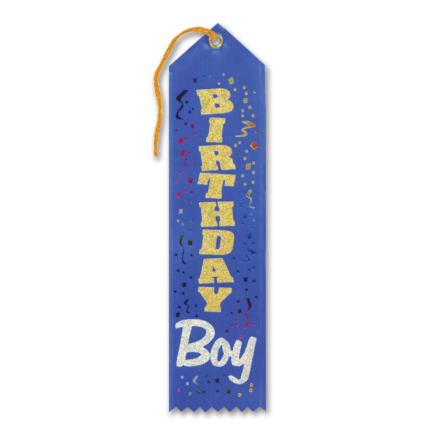 Beistle Birthday Boy Award Ribbon- Blue