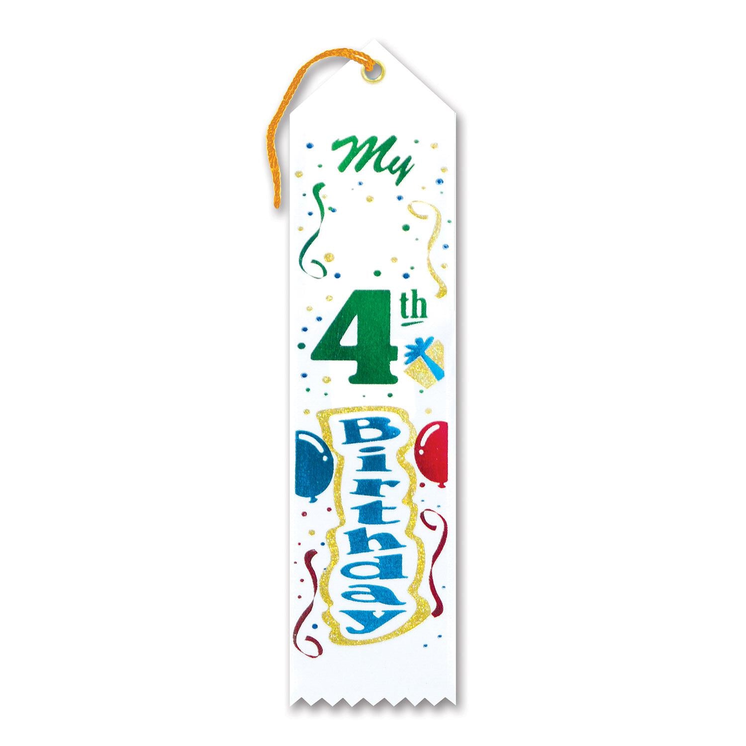 Beistle My 4th Birthday Party Award Ribbon