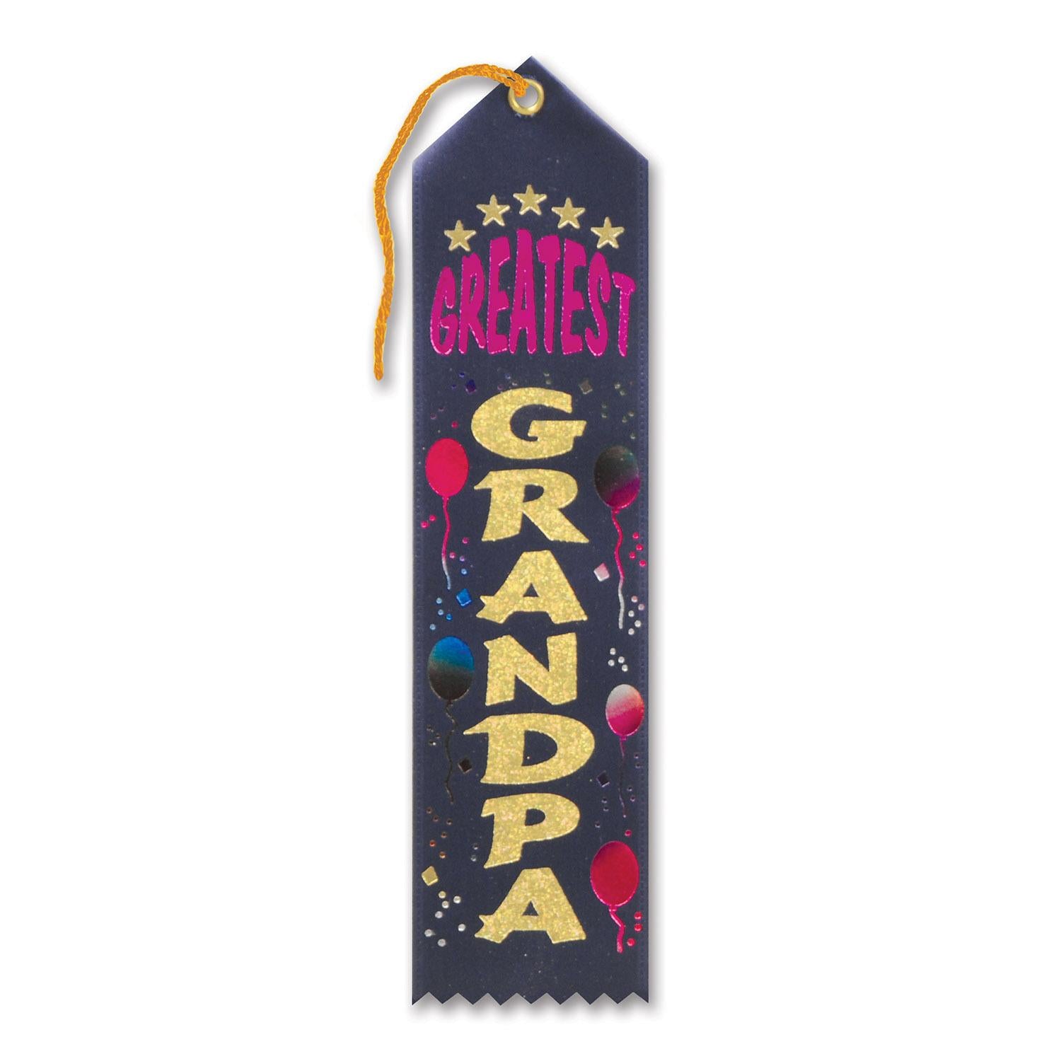 Beistle Greatest Grandpa Award Ribbon - navy