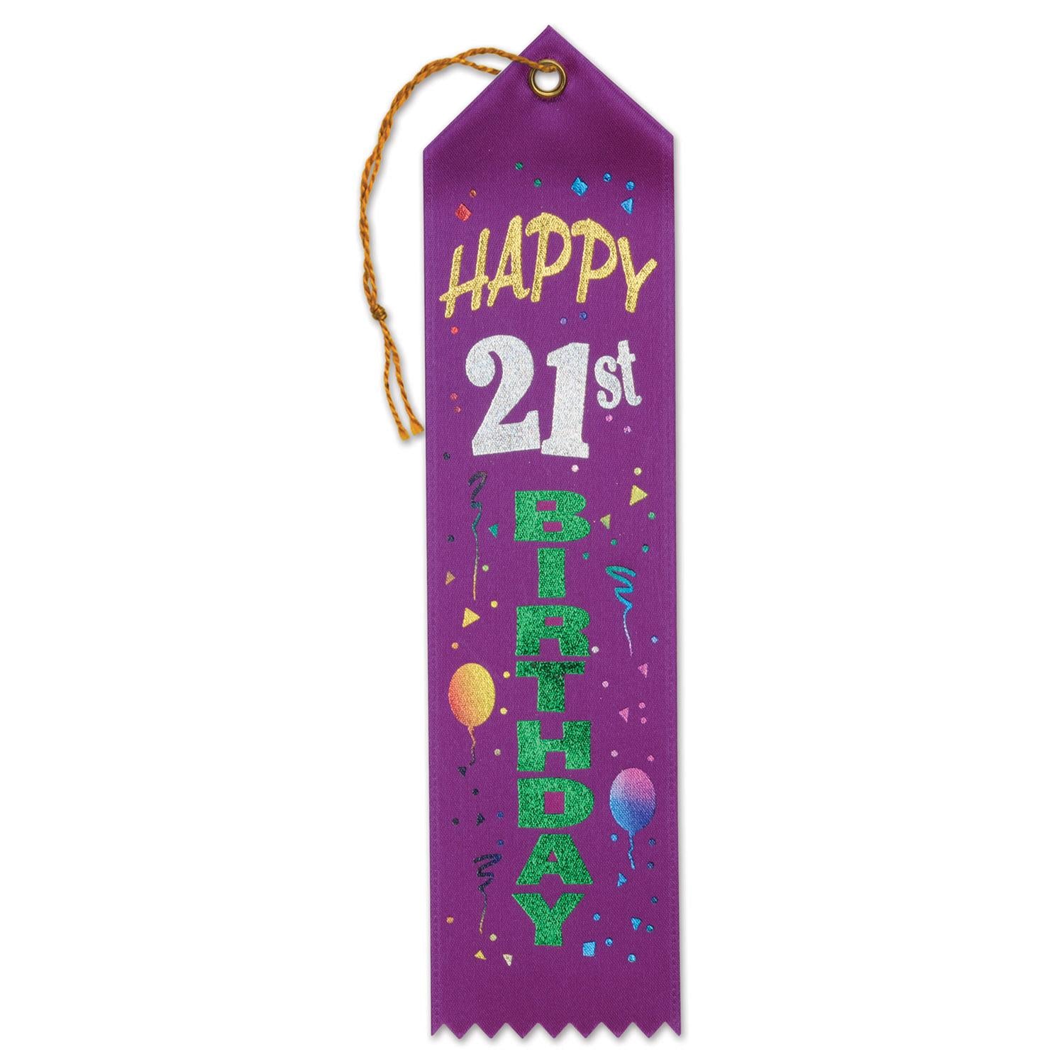 Beistle Happy 21st Birthday Award Ribbon