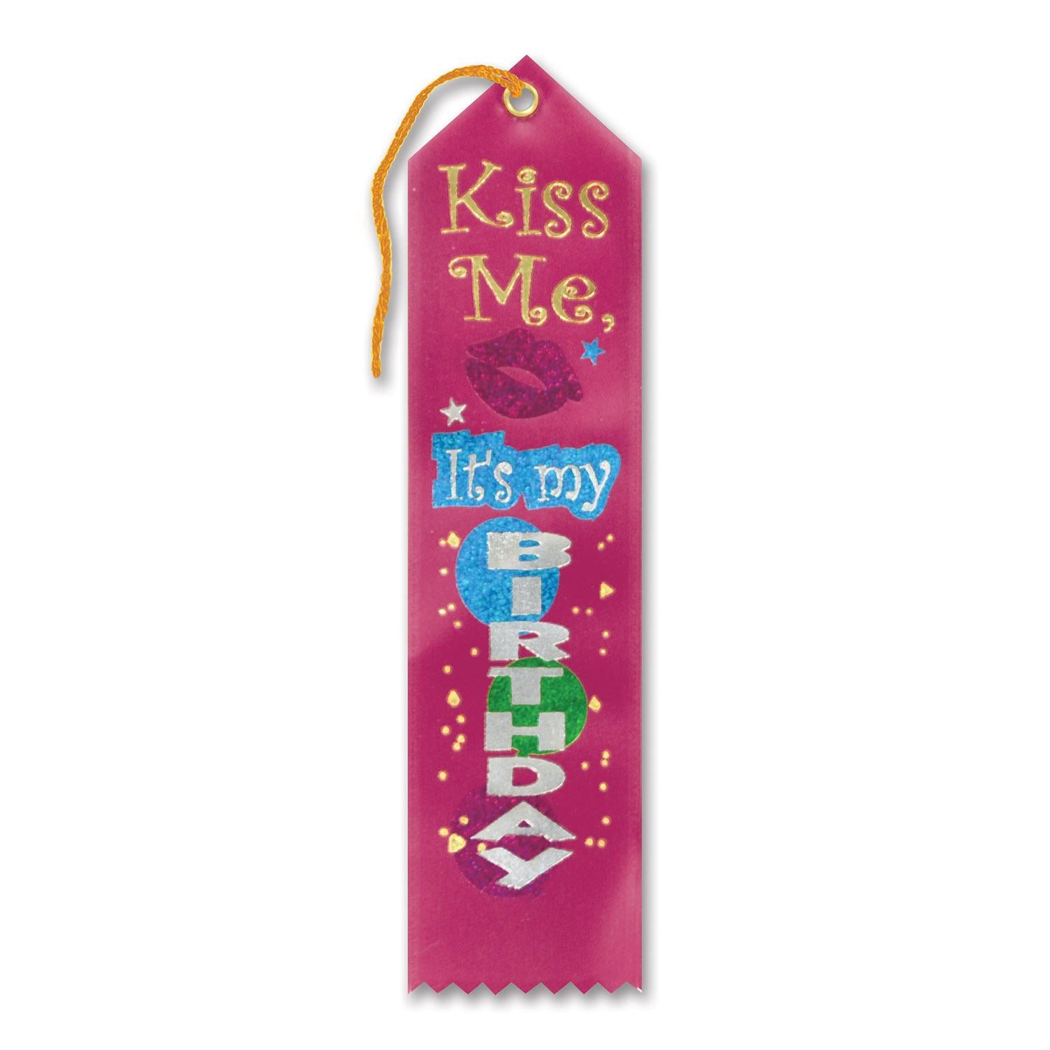 Beistle Kiss Me - It's My Birthday Award Ribbon