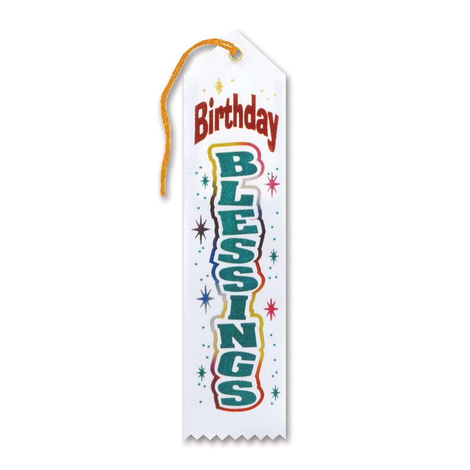 Beistle White Birthday Blessings Ribbon