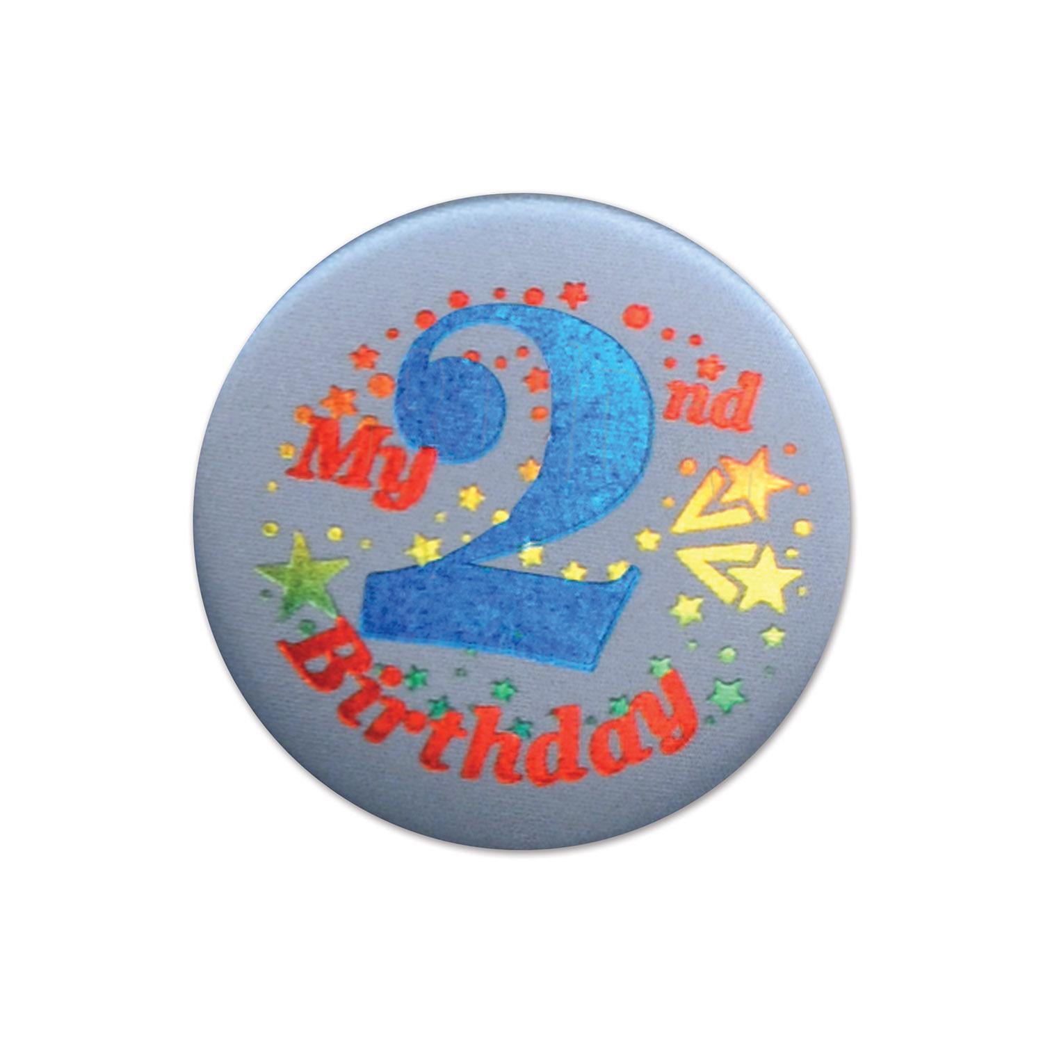 Beistle My 2nd Birthday Satin Button - blue