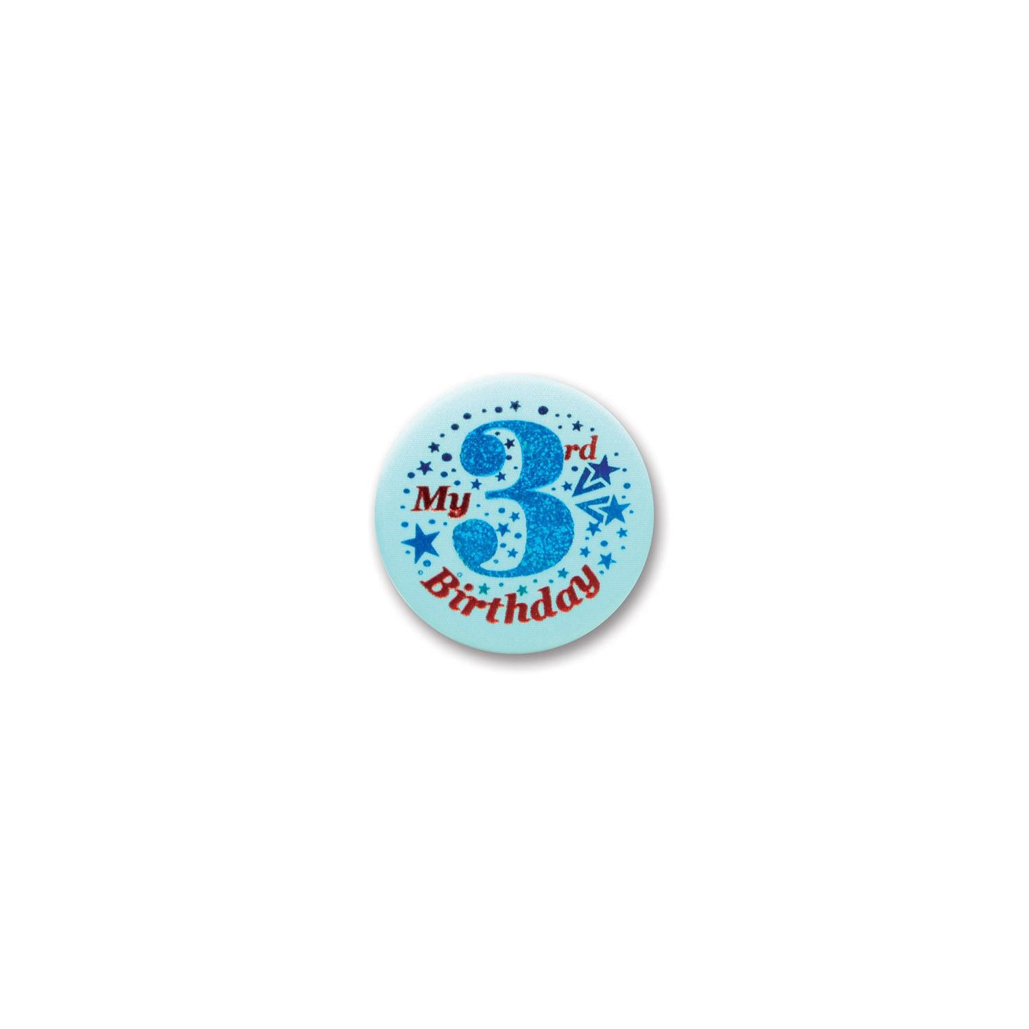 Beistle My 3rd Birthday Satin Button - blue