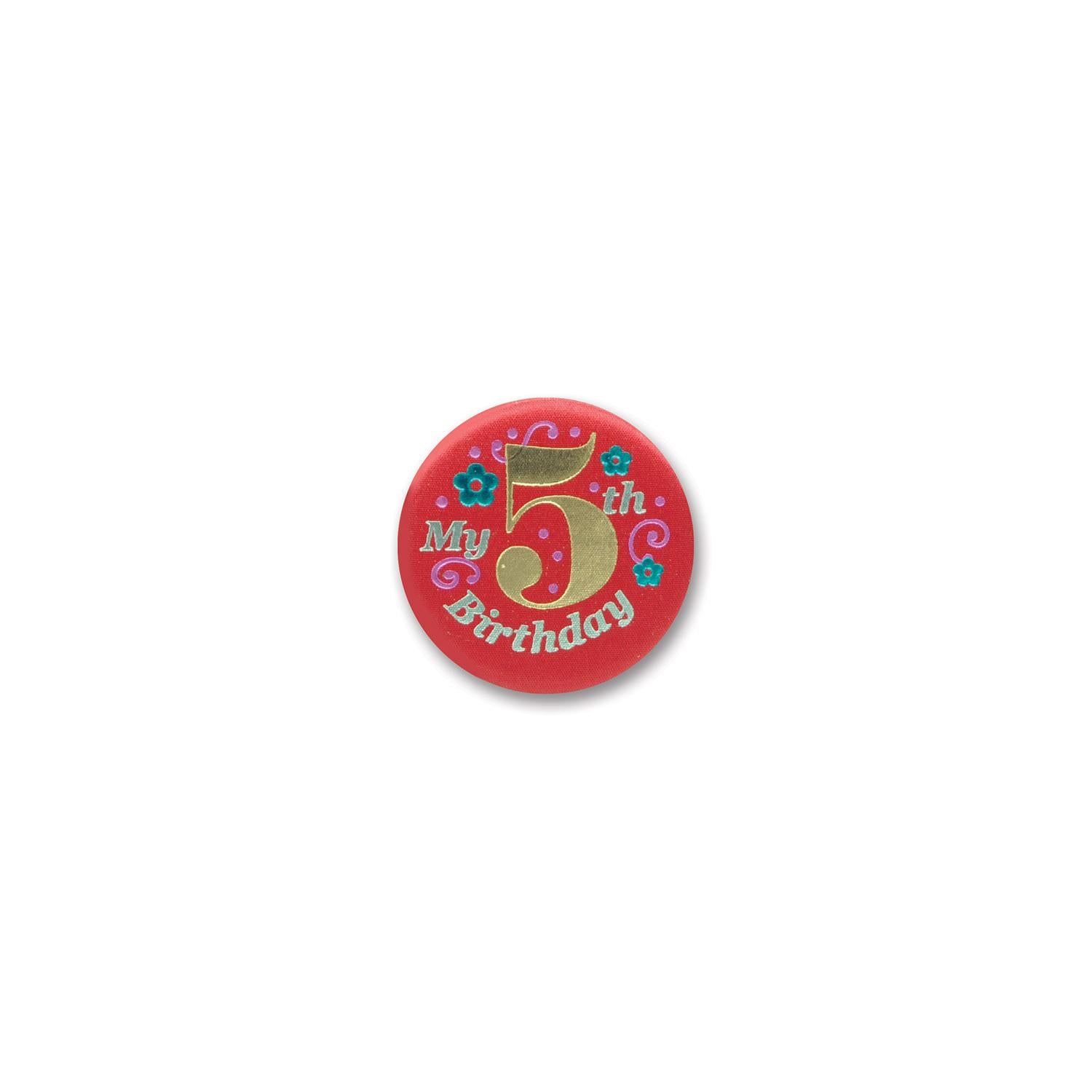 Beistle My 5th Birthday Satin Button - red