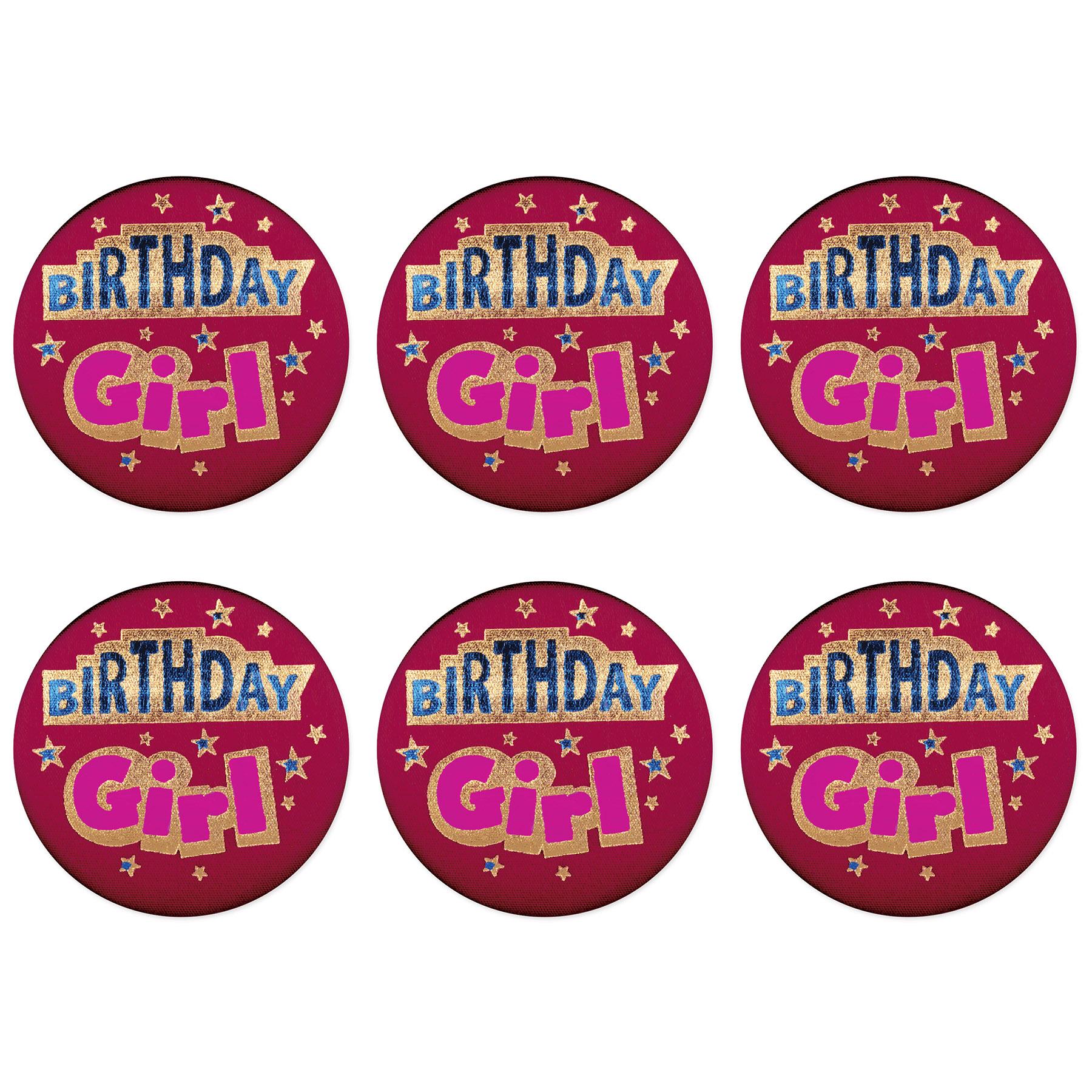 Beistle Birthday Girl Satin Button- Red