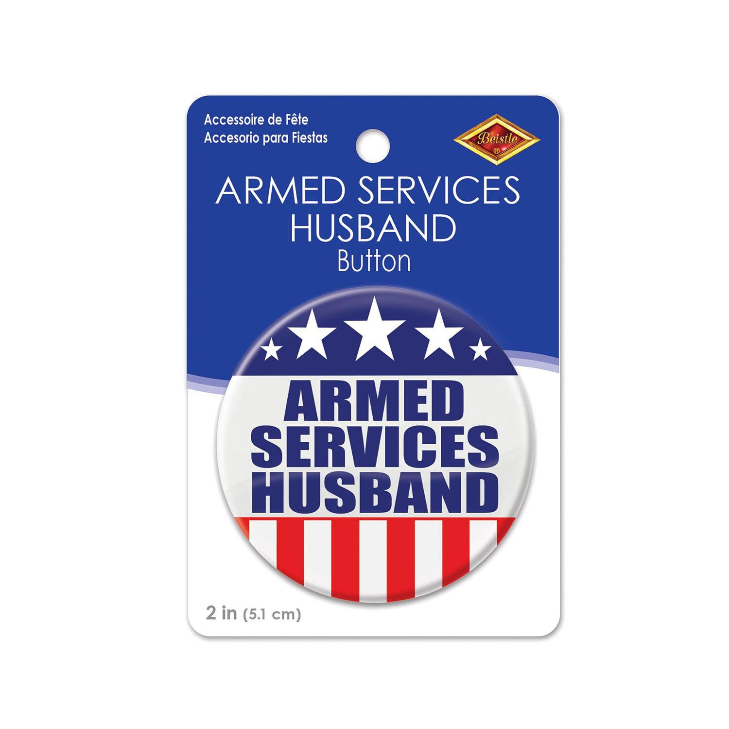 Beistle Armed Services Husband Button