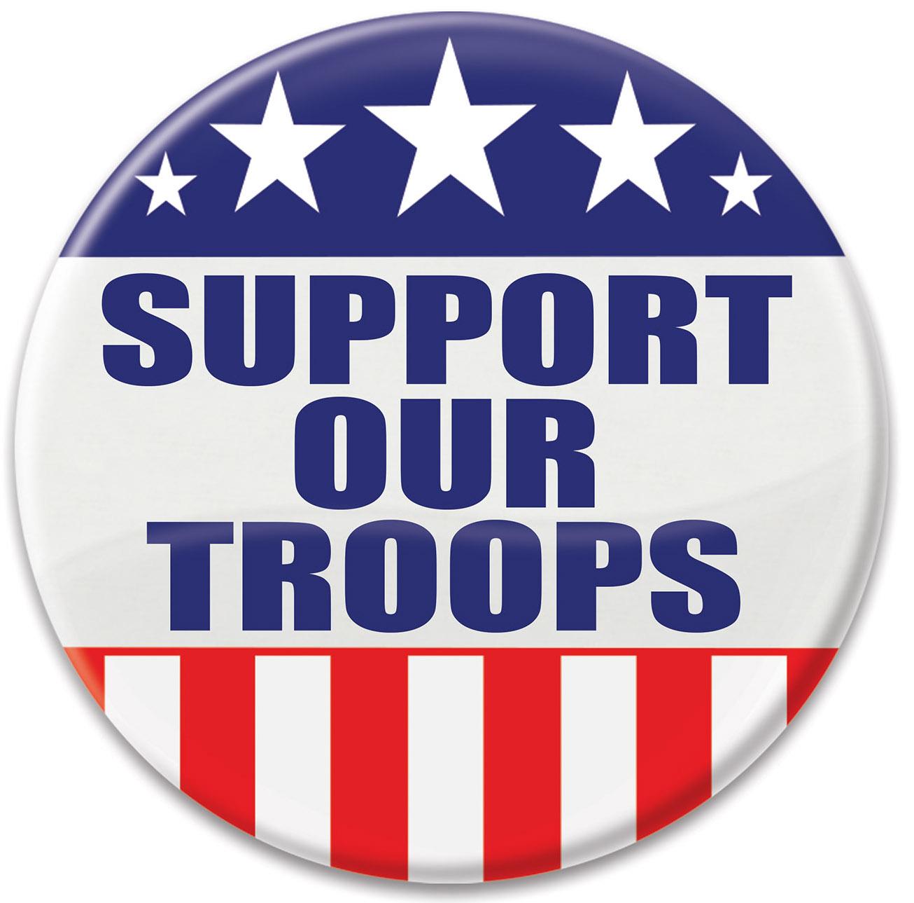 Beistle Support Our Troops Button Red-White-Blue