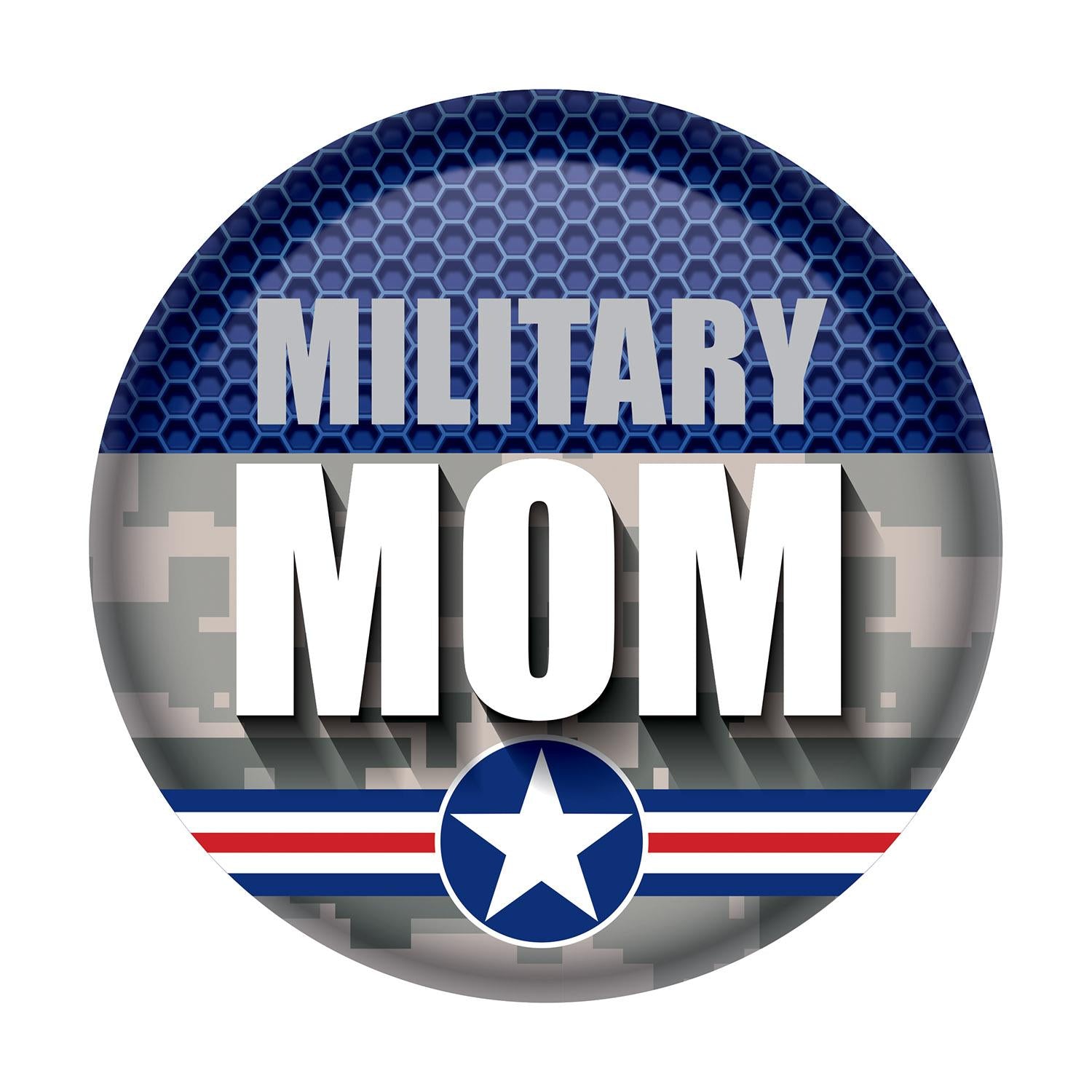 Beistle Military Mom Button- Navy- Star