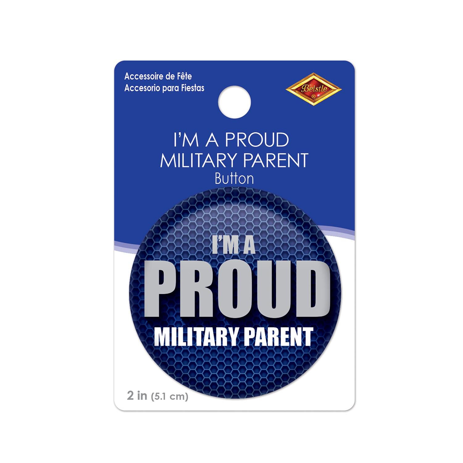 Beistle I'm A Proud Military Parent Button- Navy