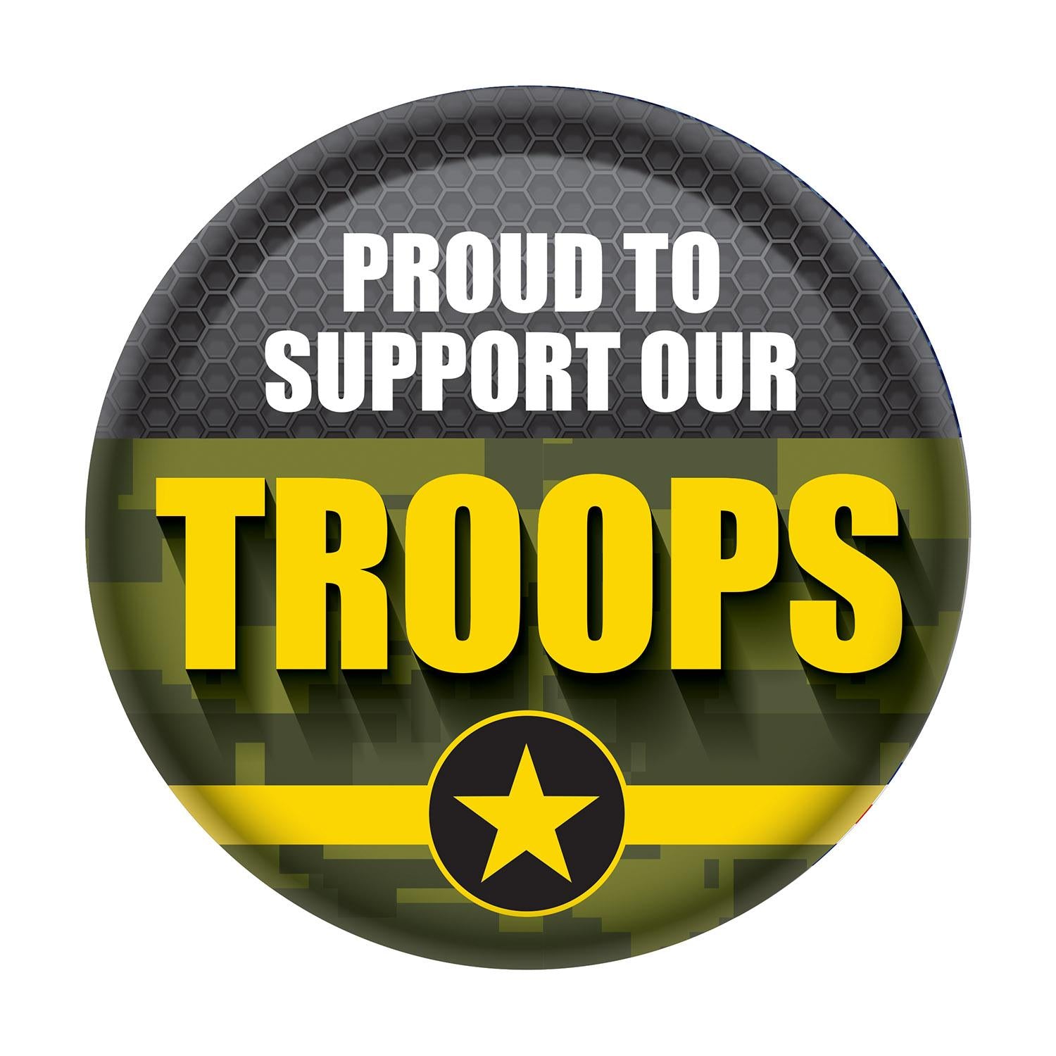 Beistle Proud To Support Our Troops Button- Army