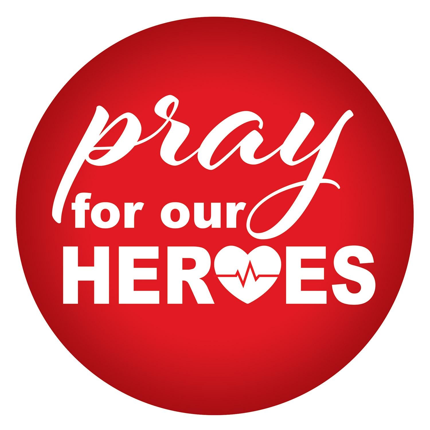 Beistle Pray For Our Heroes Button- Red