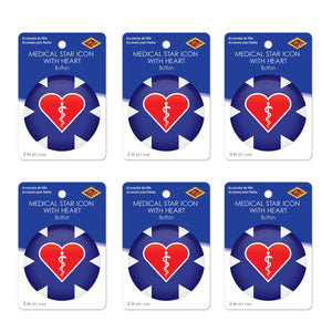 Beistle Medical Star Icon with Heart Button (Case of 6)