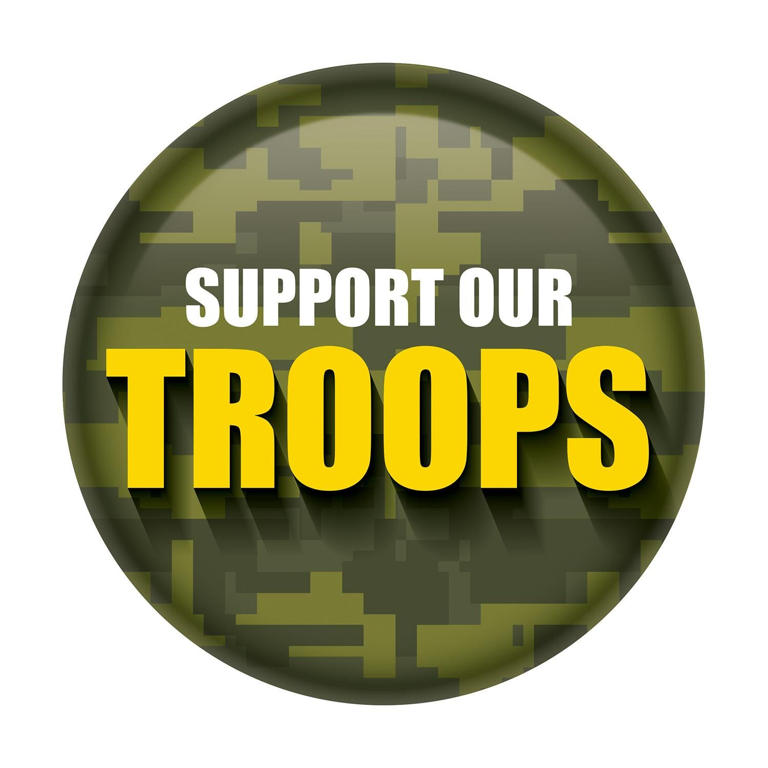 Beistle Support Our Troops Button - Camo