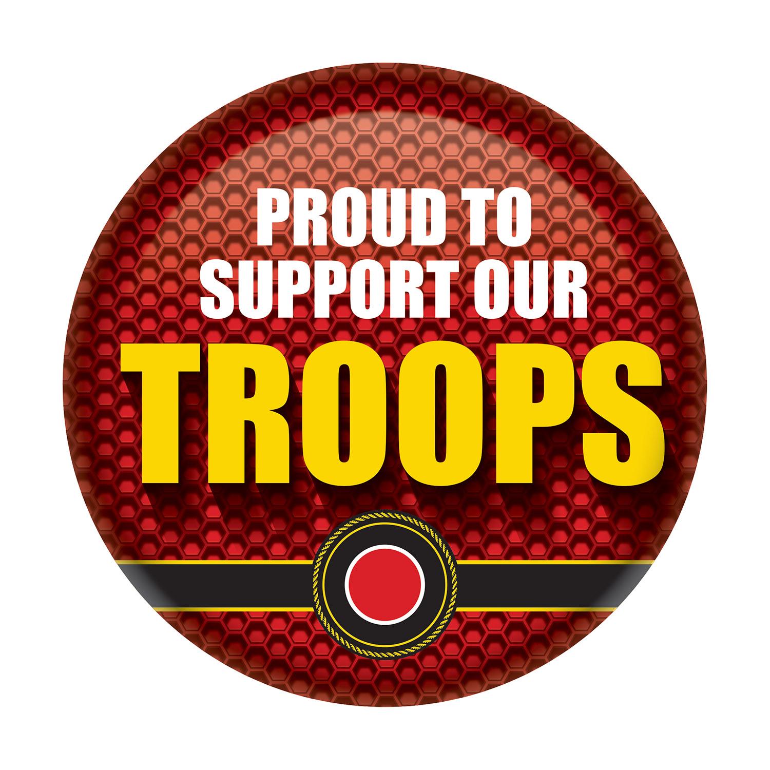 Beistle Proud To Support Our Troops Button- Marines- Red