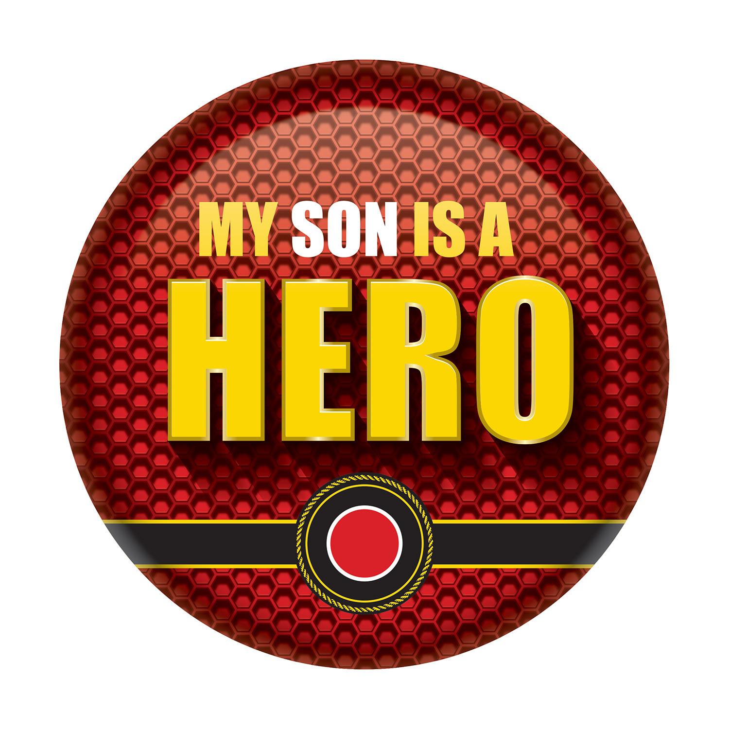 Beistle My Son Is A Hero Button- Marines