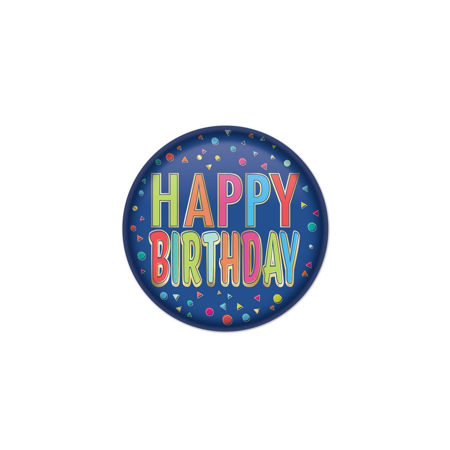 Beistle Happy Birthday Button- Blue