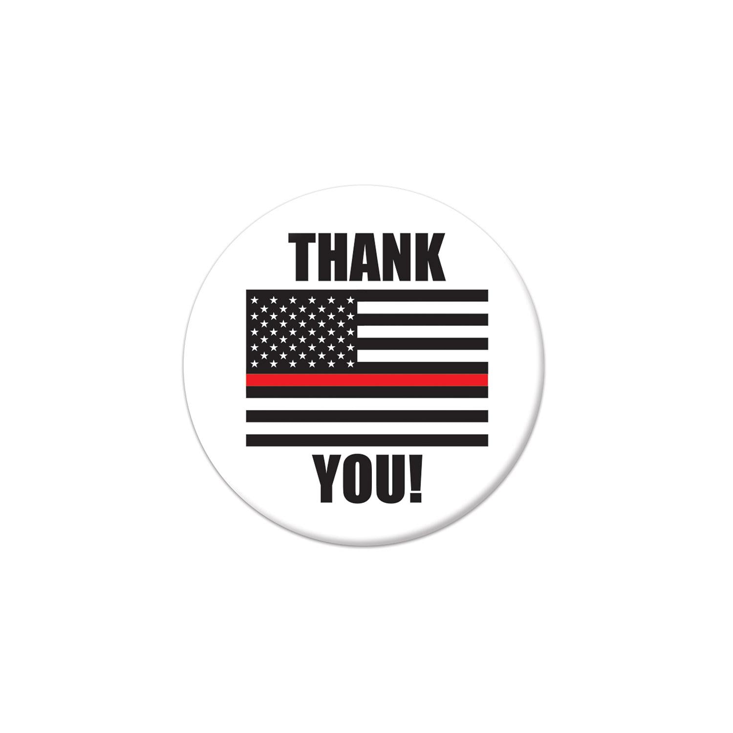 Beistle Thank You! Firefighters Button- Flag