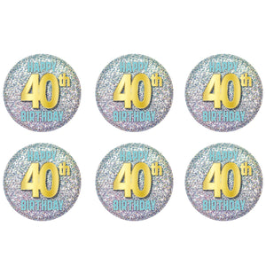 40th Birthday Button (Case of 6)