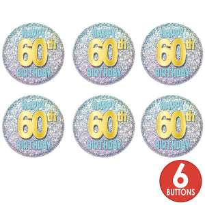 60th Birthday Button (Case of 6)