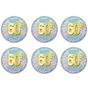 60th Birthday Button (Case of 6)