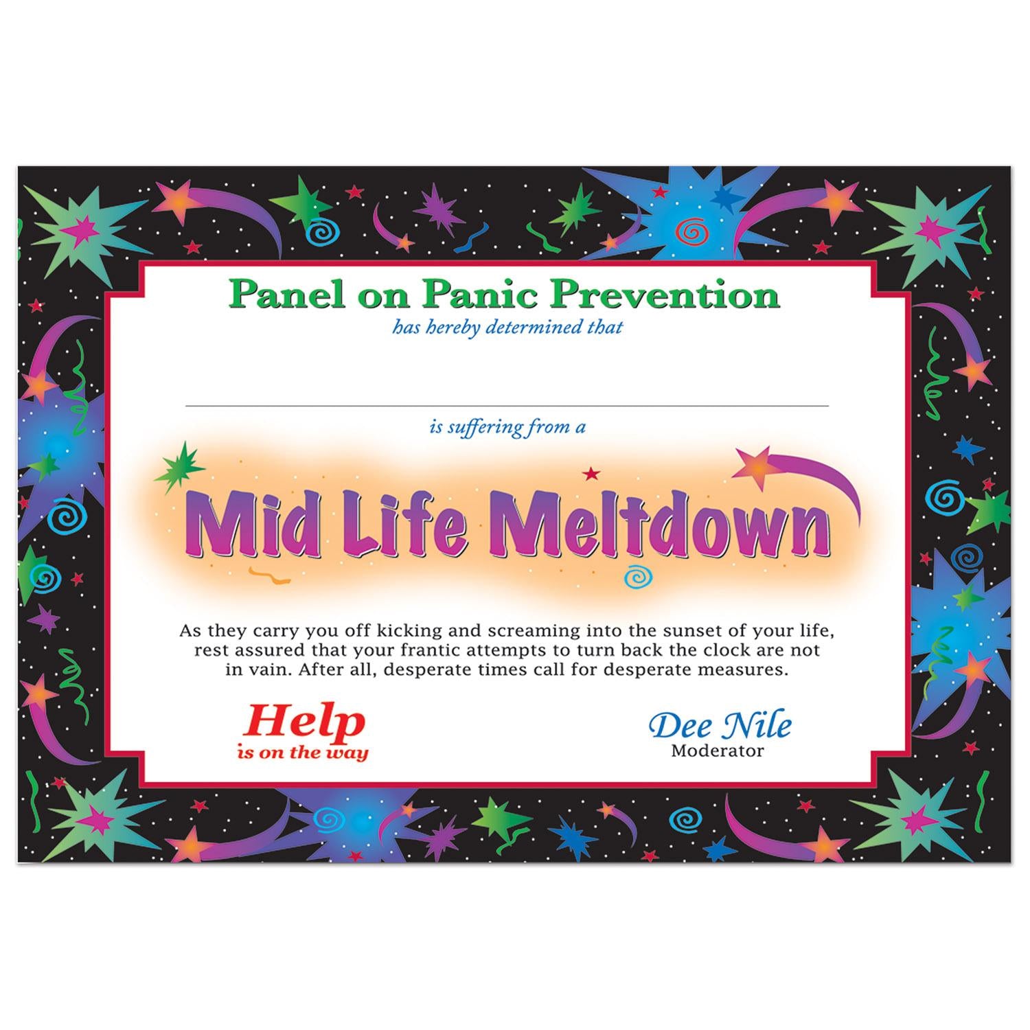 Beistle Midlife Meltdown Certificate