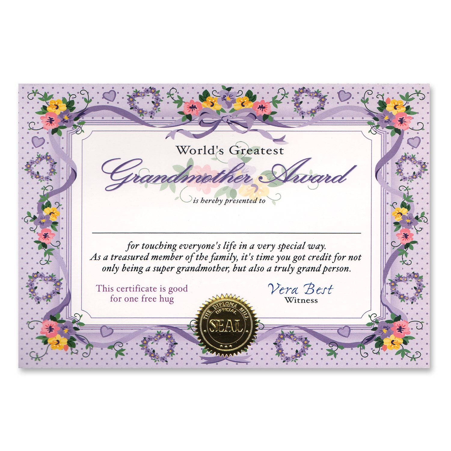 Beistle World's Greatest Grandmother Certificate