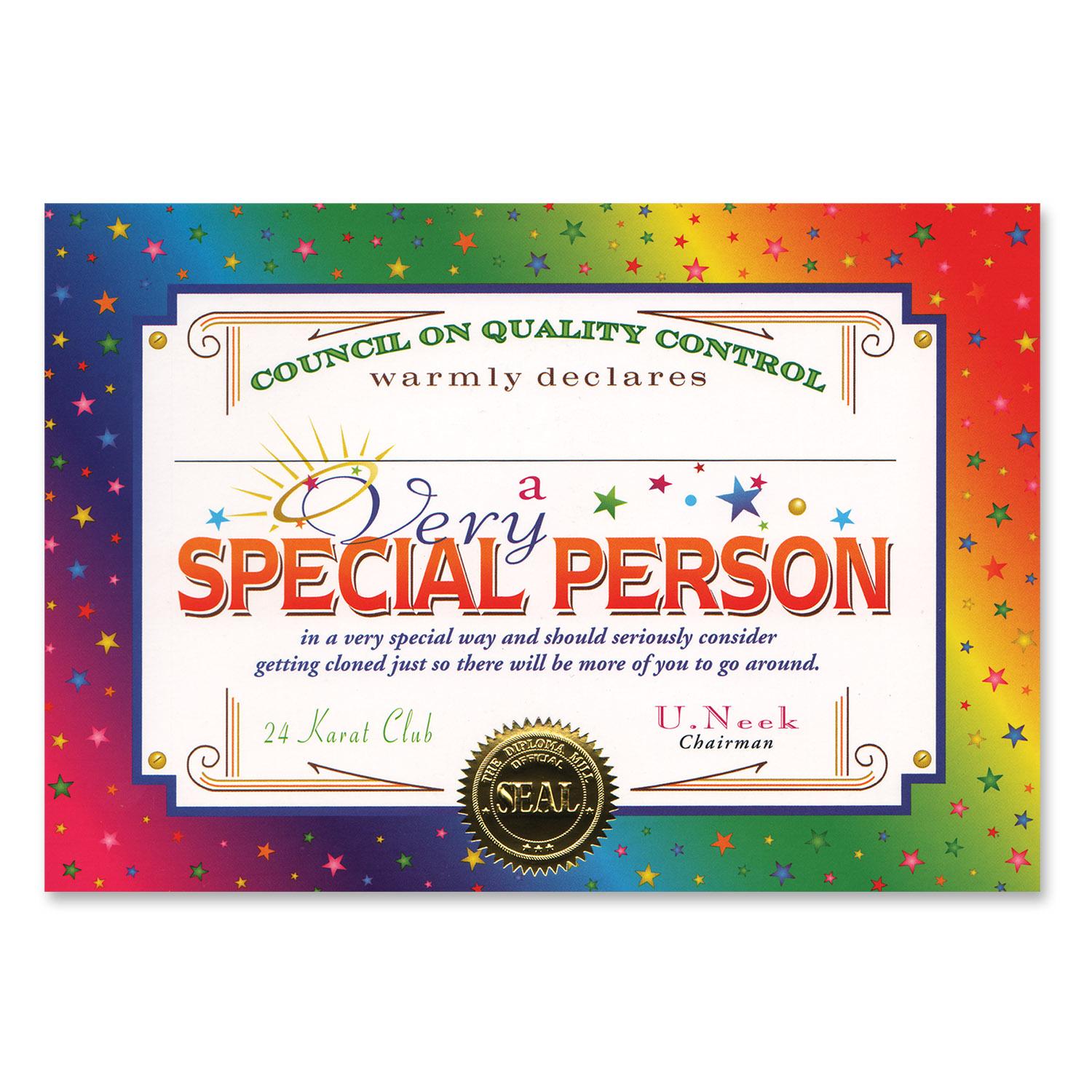 Beistle Very Special Person Certificate