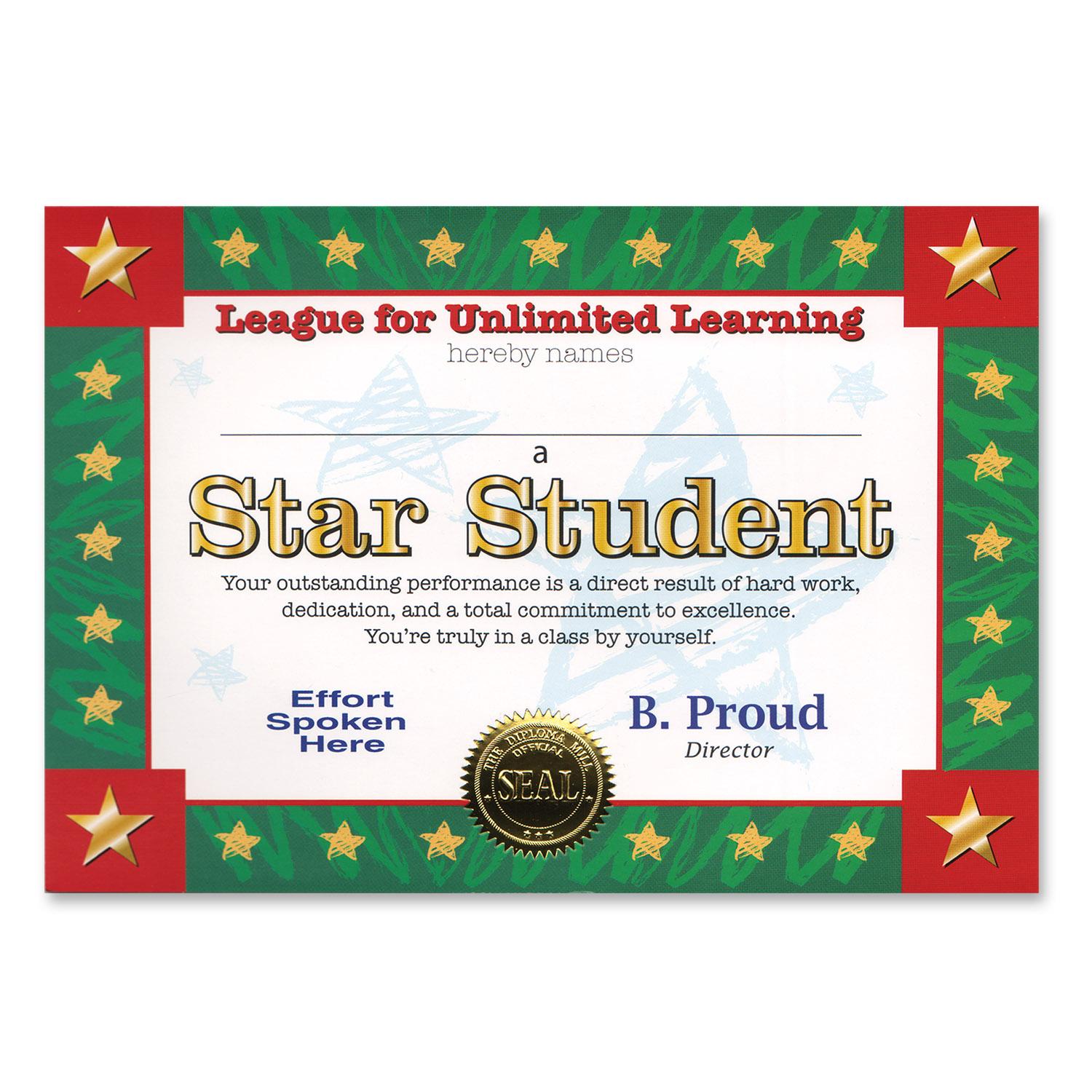 Beistle Star Student Certificate