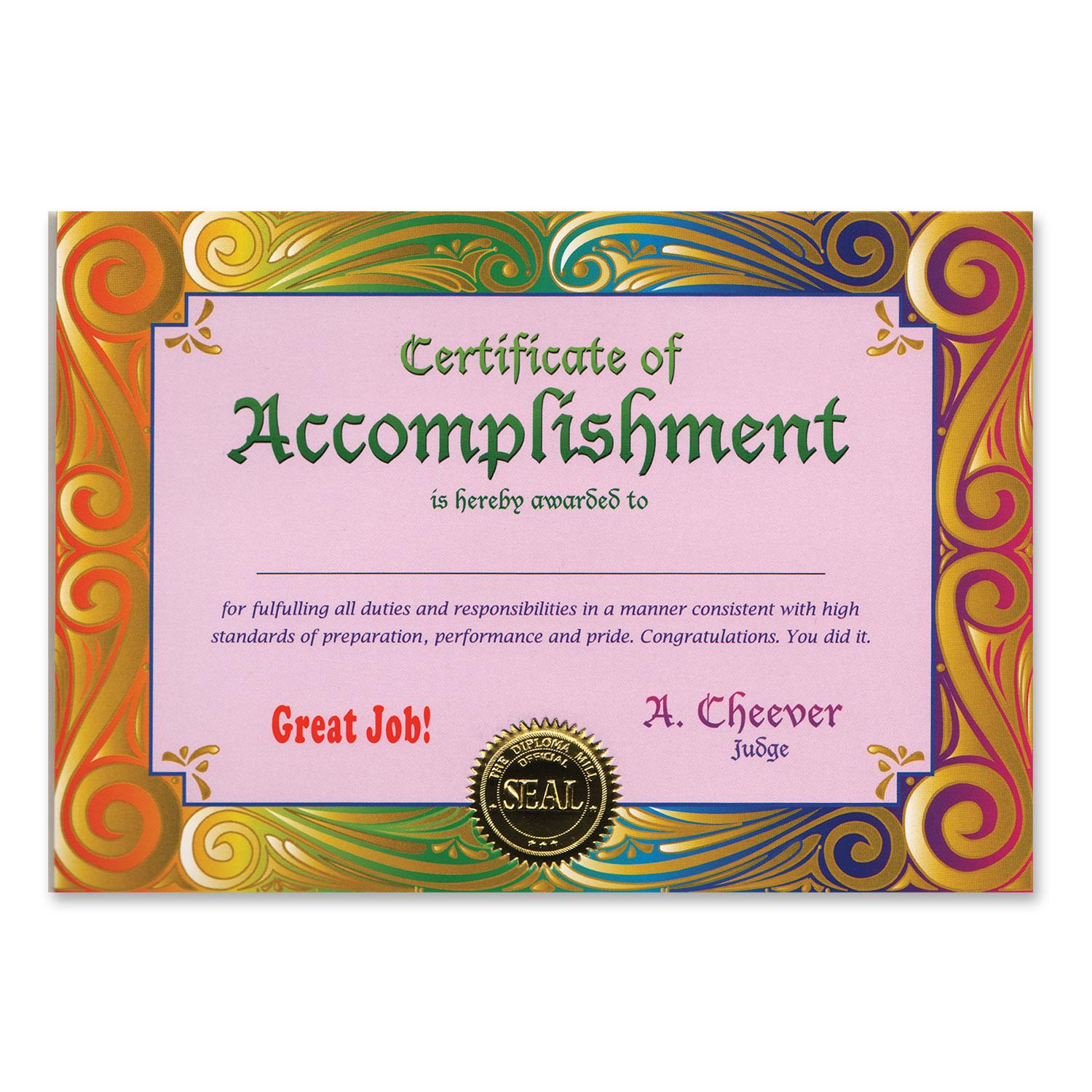 Beistle Certificate Of Accomplishment